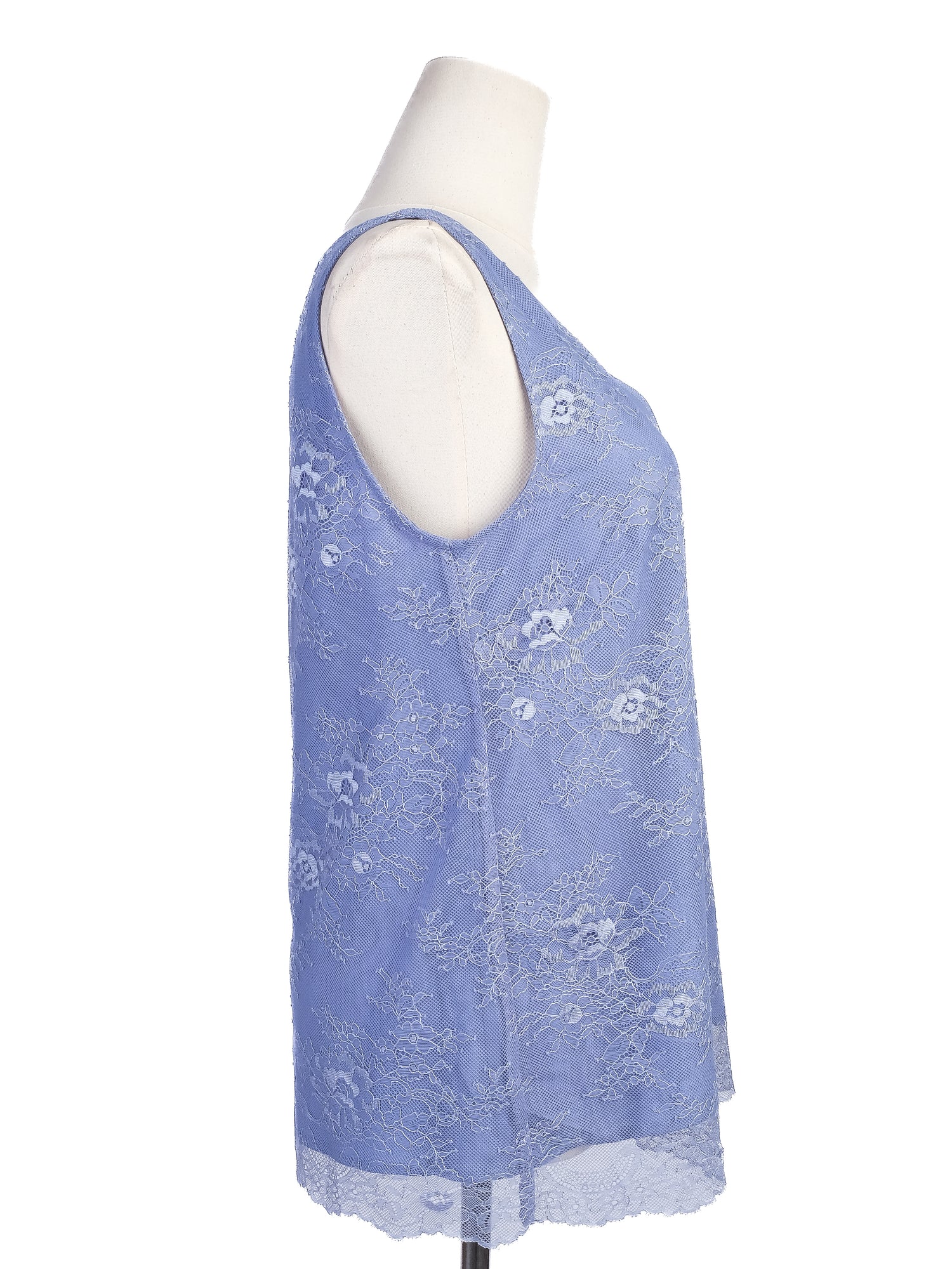 Excellent TWINSET Sleeveless Blue Lace Top Size S Floral V-Neck