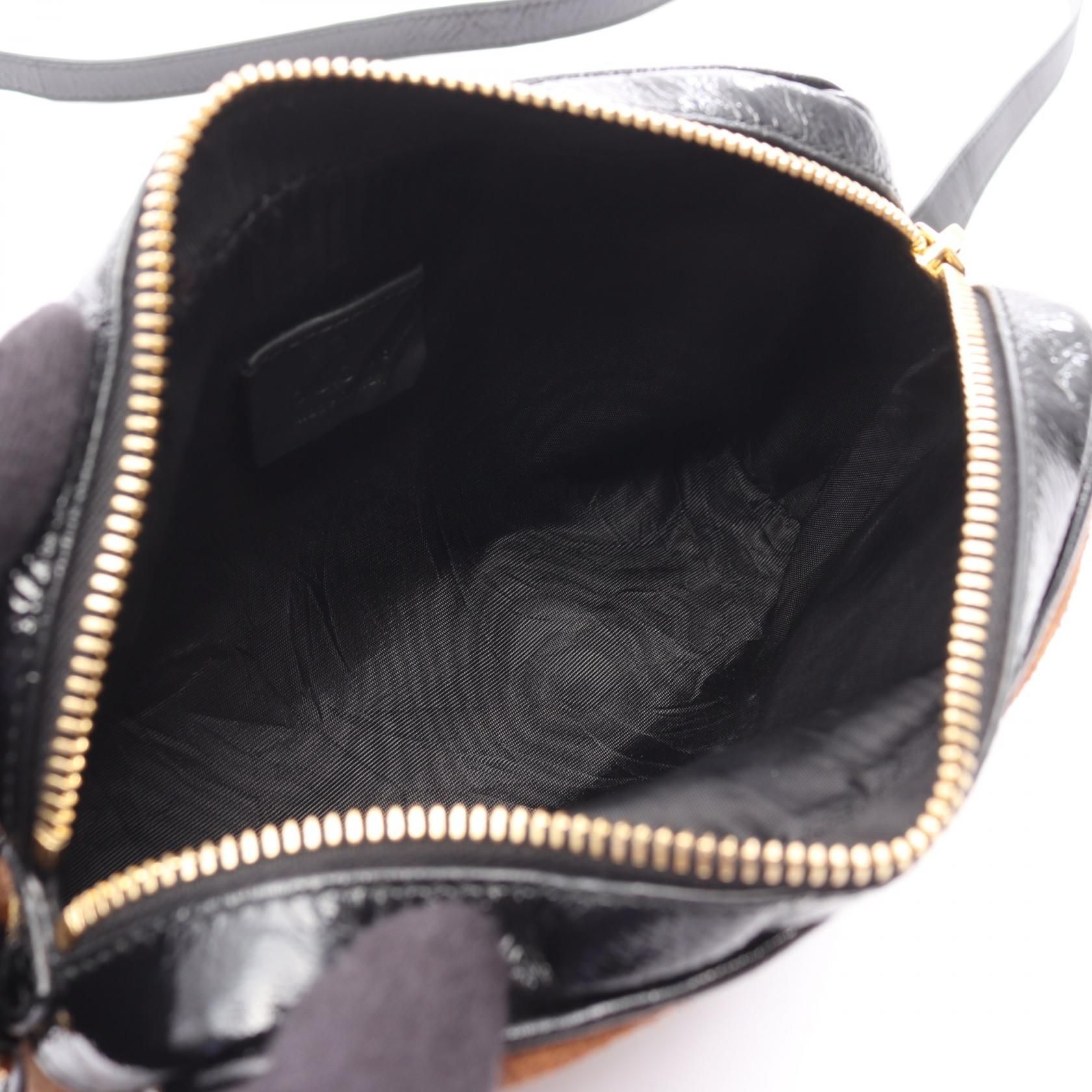 Gucci Ophidia Sherry Line Shoulder Bag Brown Black Multicolor Suede Patent Leather 573321