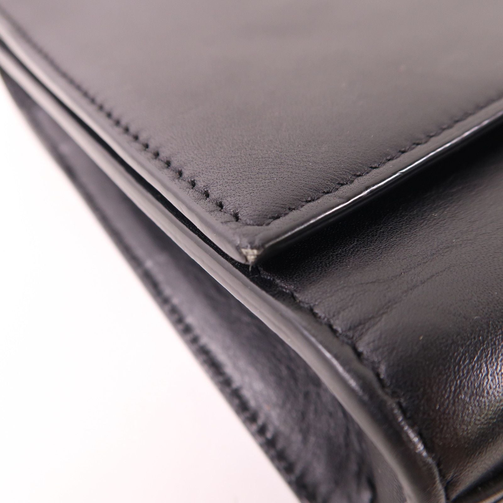 Saint Laurent Cowhide Leather Shoulder Bag Black Calfskin (cowhide) 470428