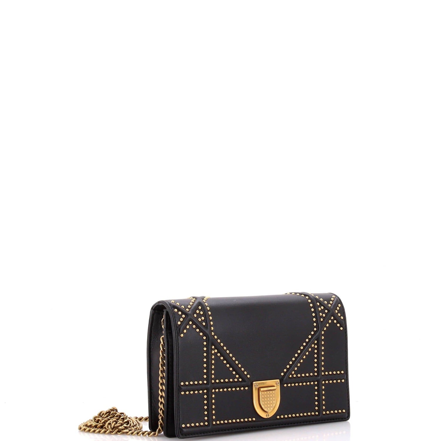 Christian Dior Diorama Wallet On Chain Studded Leather