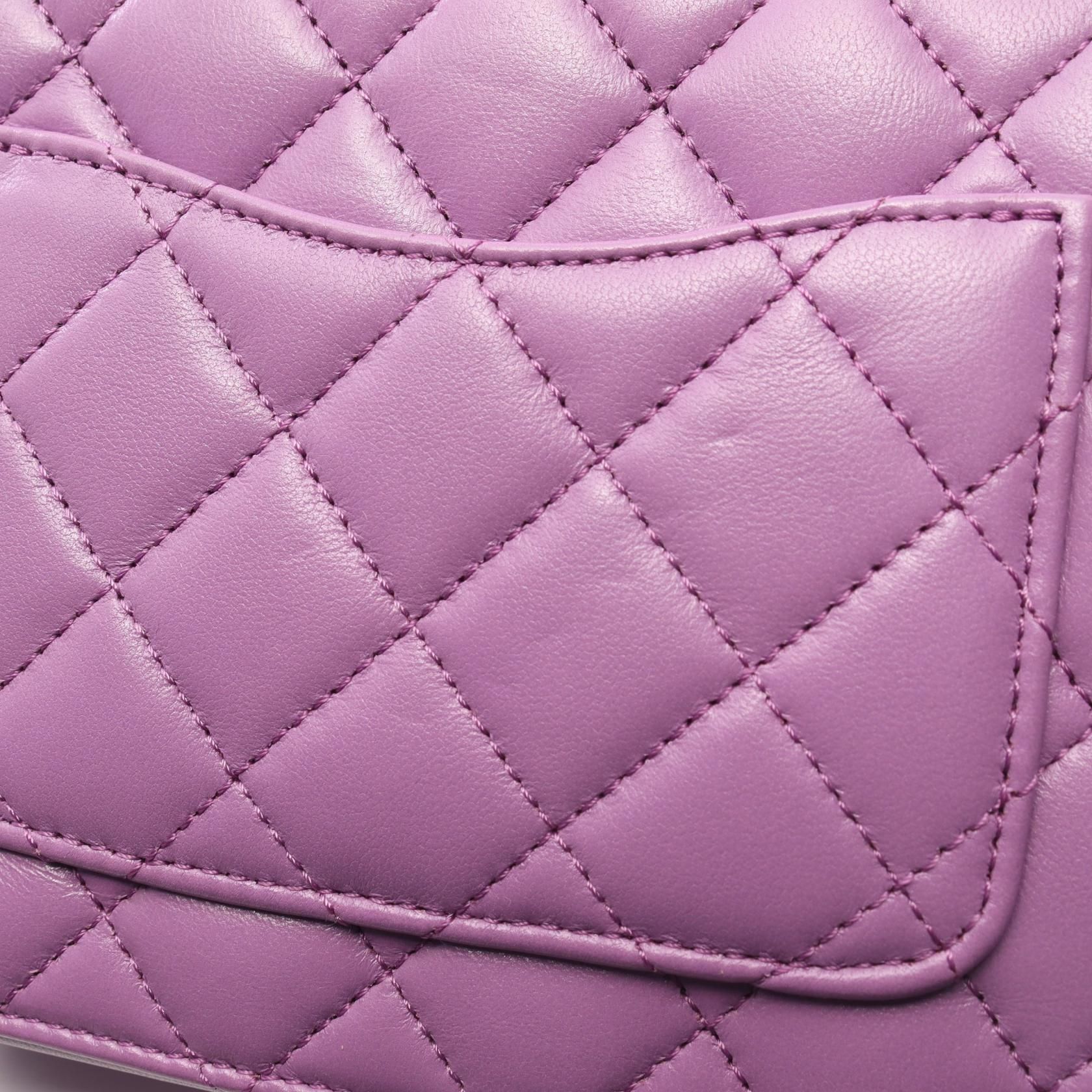 Chanel Purple Matelasse Handbag Lambskin (sheep Leather) As 3222