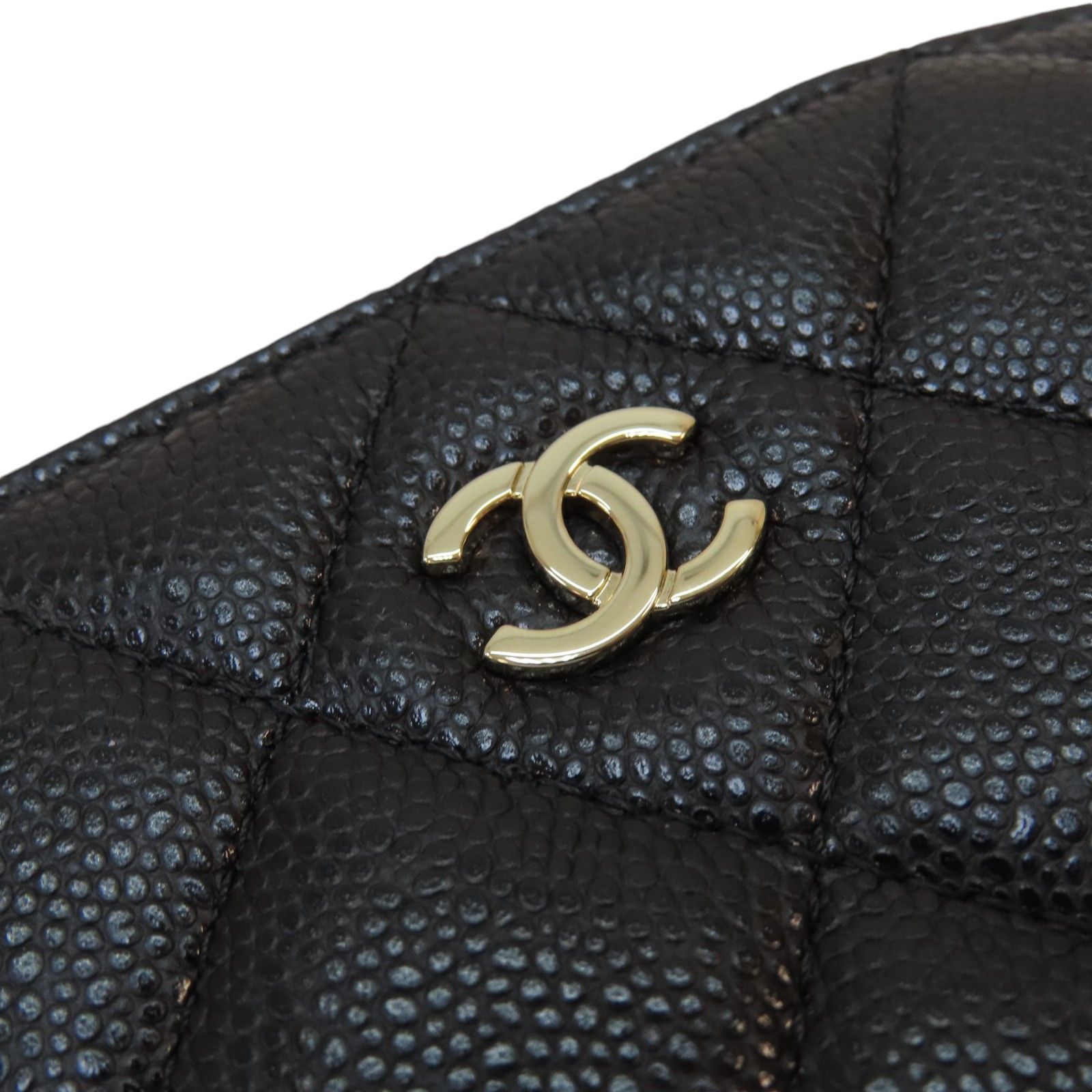 Chanel Classic Clutch With Chain Shoulder Bag Black Quilted Caviar