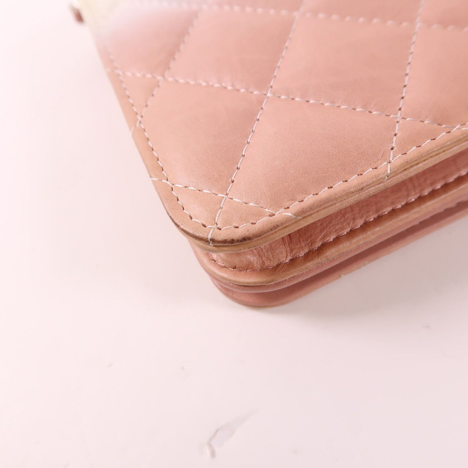 Chanel White Pink/white Lacquer Leather/cowhide Leather Woc Wallet On Chain Silver Cross Shoulder Bag