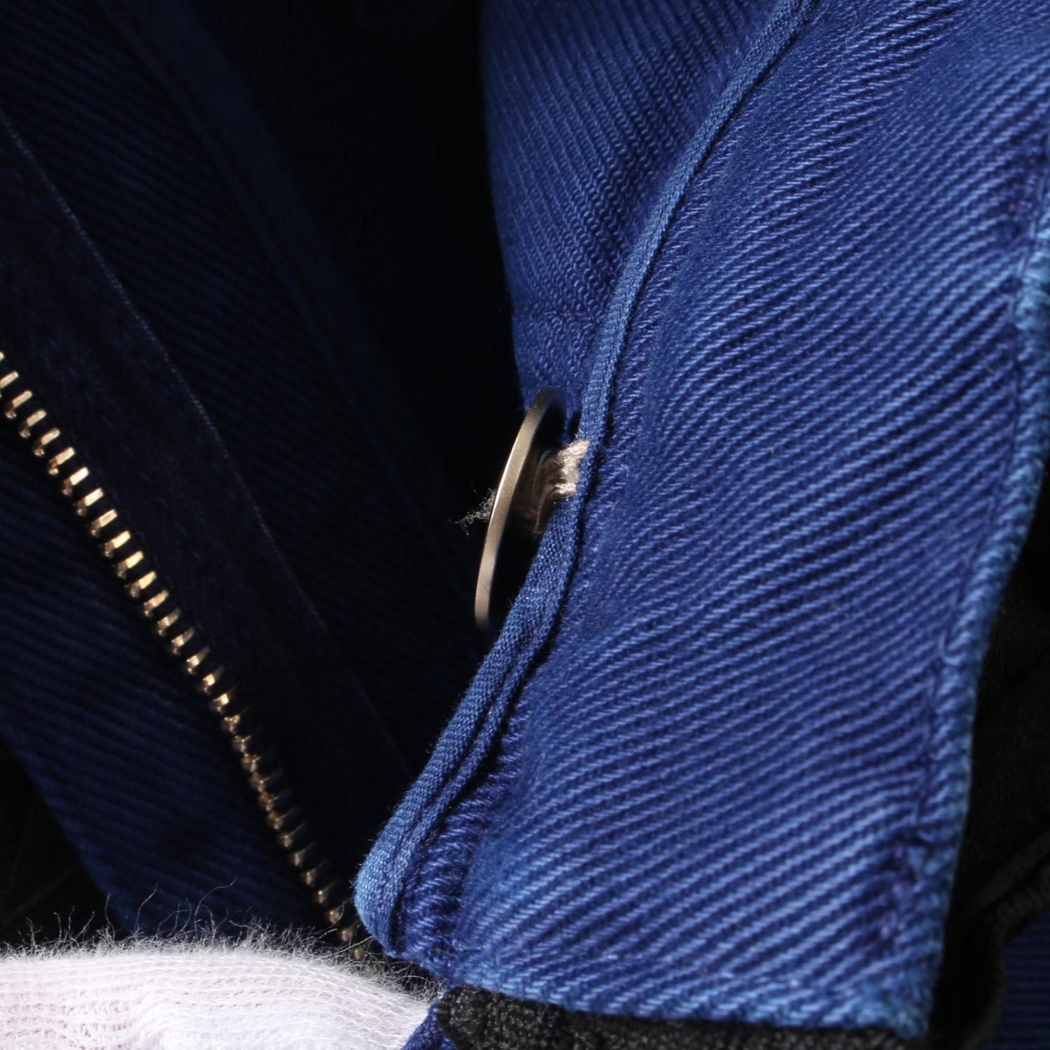 Chanel Navy With Matelasse Ribbon Denim Pants Cotton P 58416v 44378