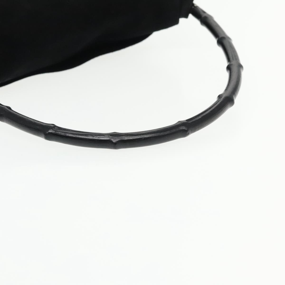 Gucci Bamboo Shoulder Bag Suede Black Silver 001 3243 Auth