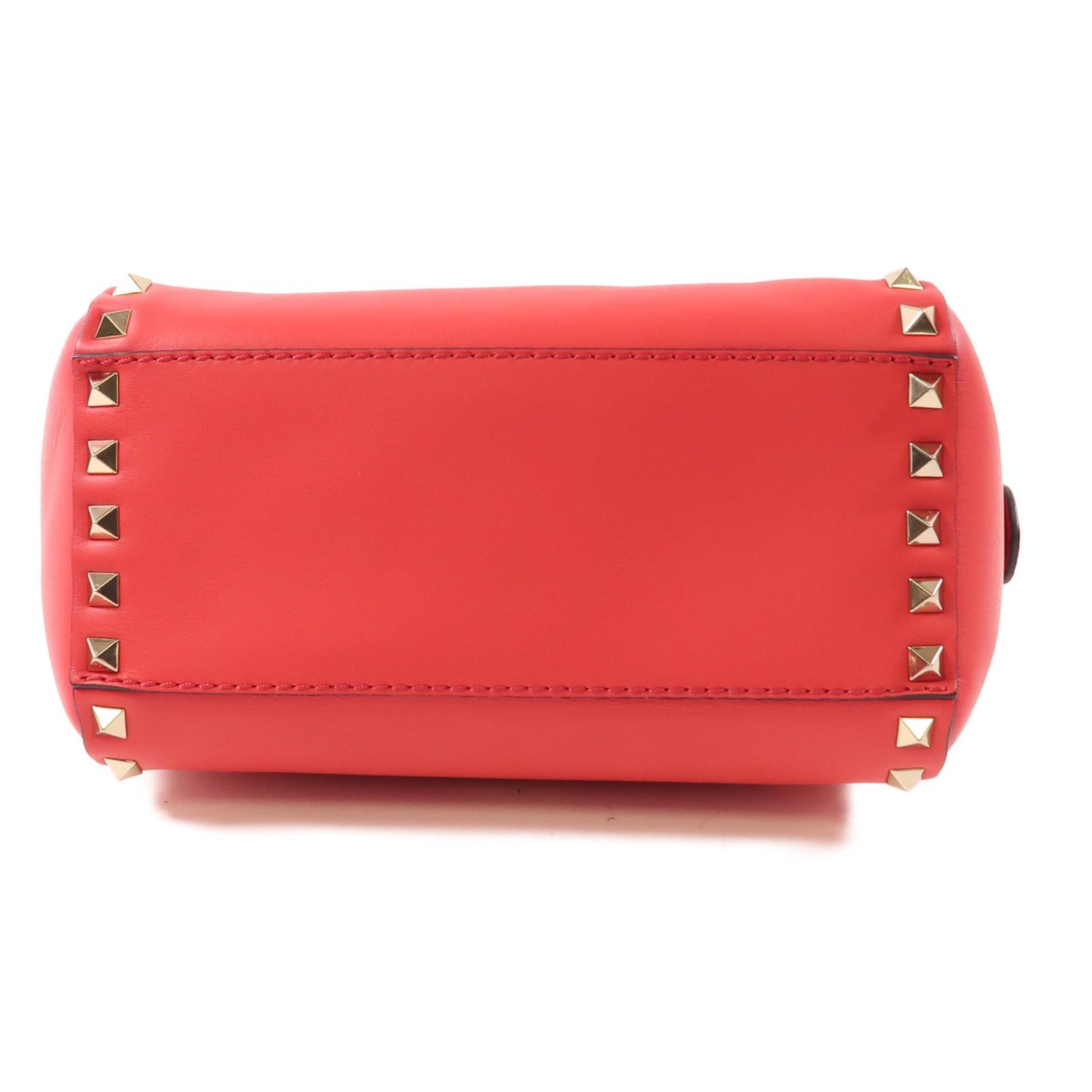 Valentino Cowhide Leather 2Way Shoulder Bag Golden Hand-handed Shoulder And Back Bag 2way Shoulder Bag Red Calfski