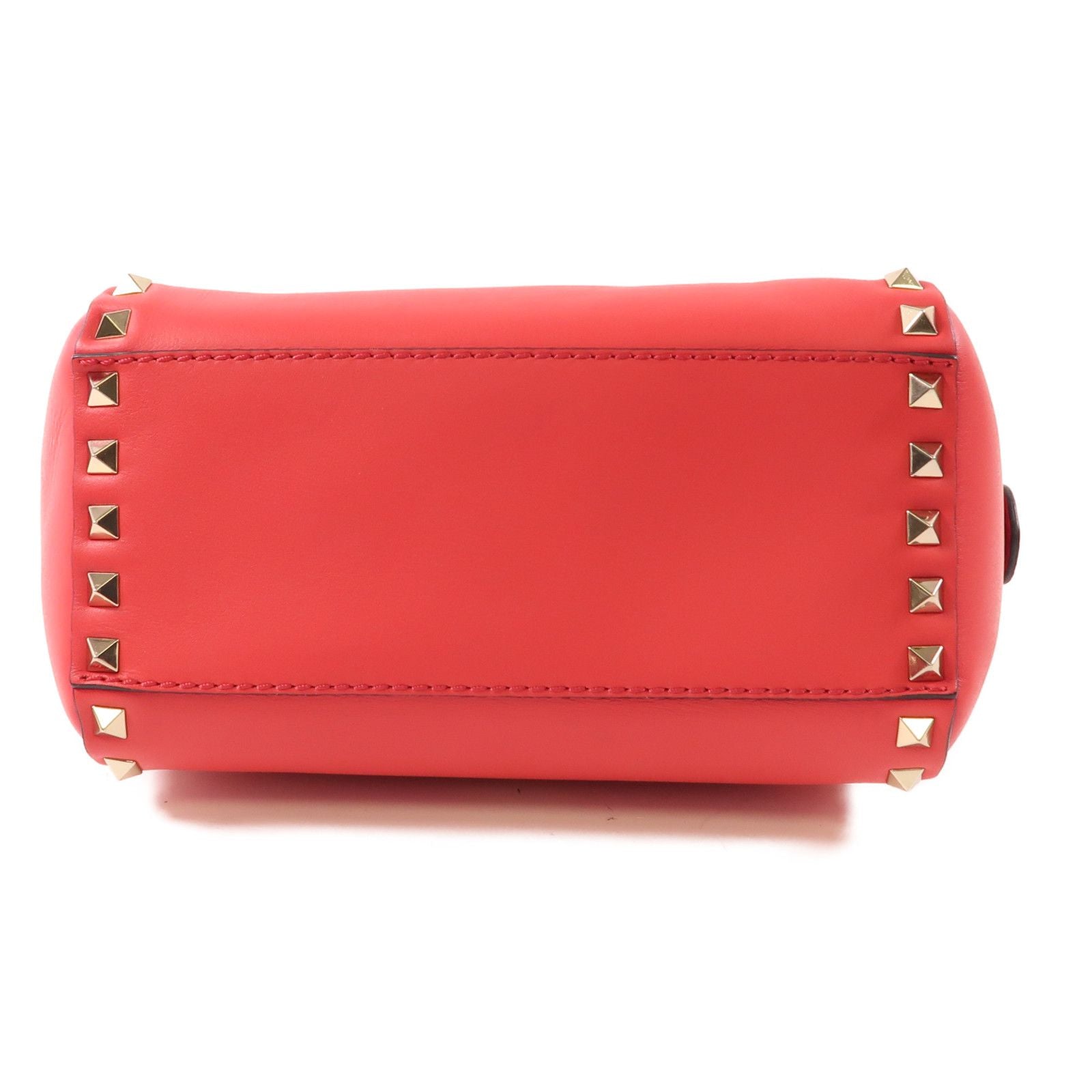 Valentino Cowhide Leather 2Way Shoulder Bag Golden Hand-handed Shoulder And Back Bag 2way Shoulder Bag Red Calfski