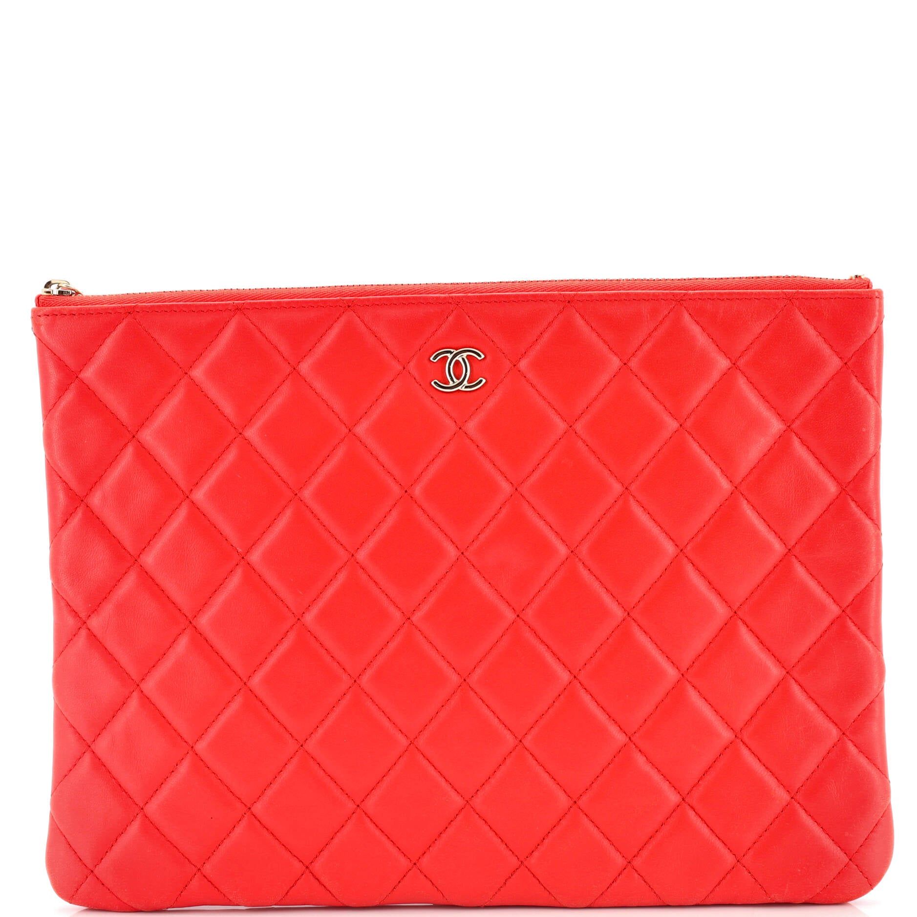 Chanel O Case Clutch Quilted Lambskin Medium