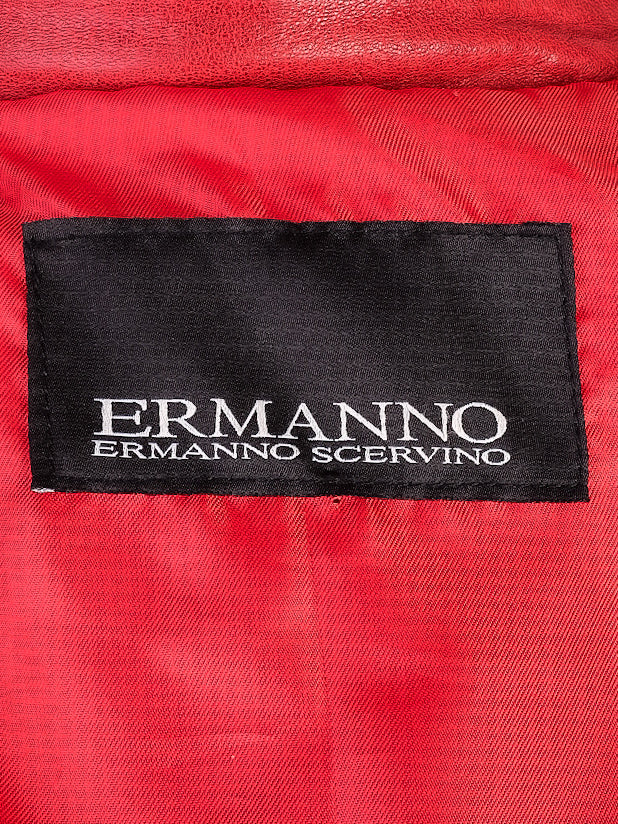 Ermanno Scervino Red Leather Biker Jacket Women&