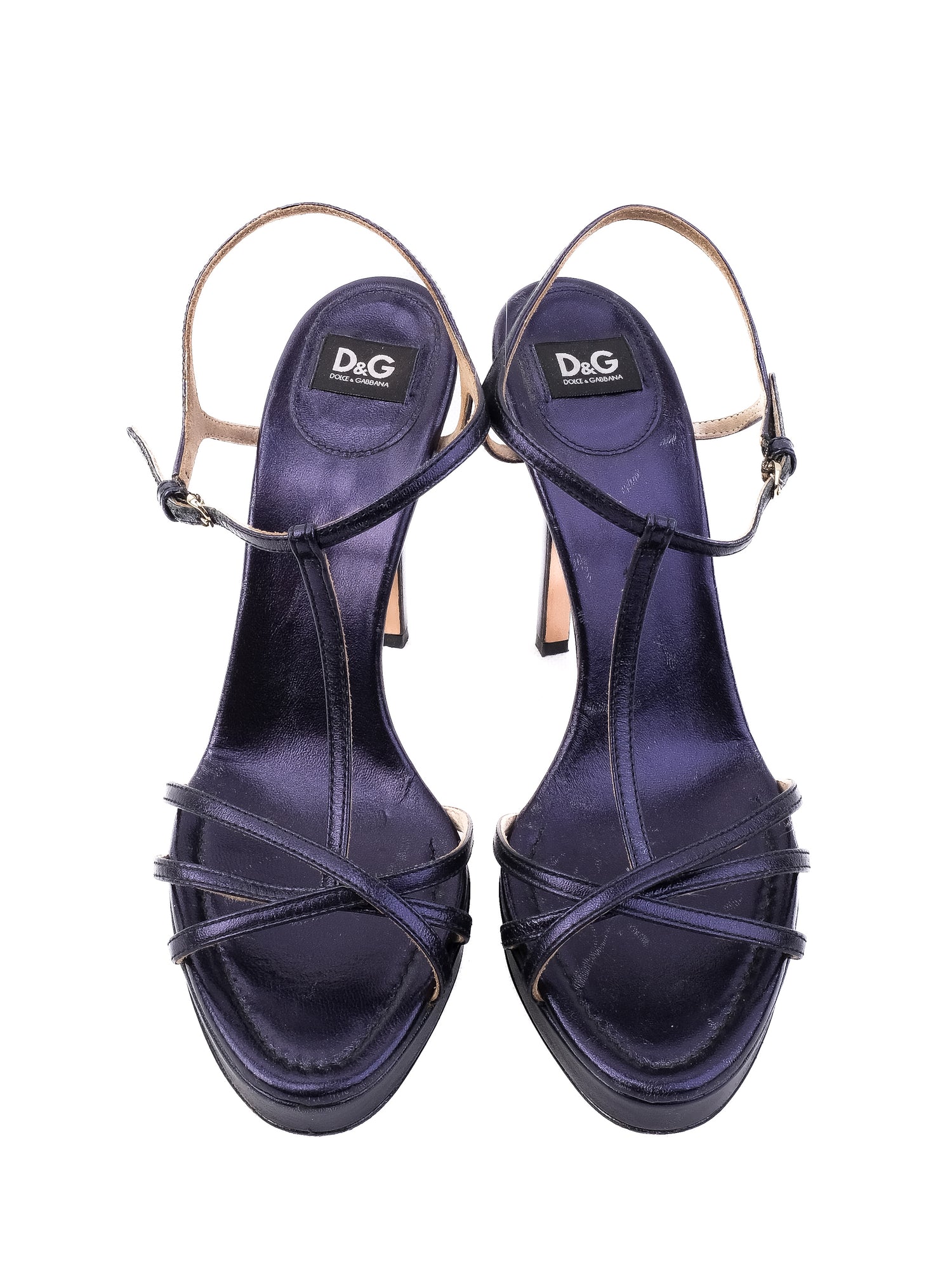 Excellent Dolce Gabbana Blue Leather High-Heeled Sandals Size N/A