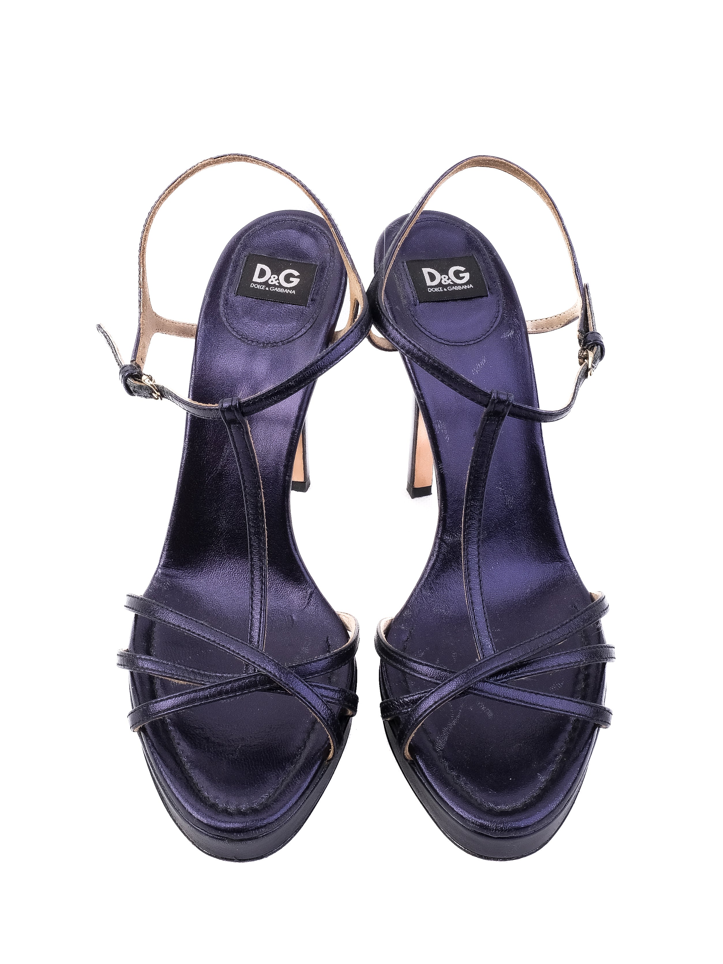 Excellent Dolce Gabbana Blue Leather High-Heeled Sandals Size N/A