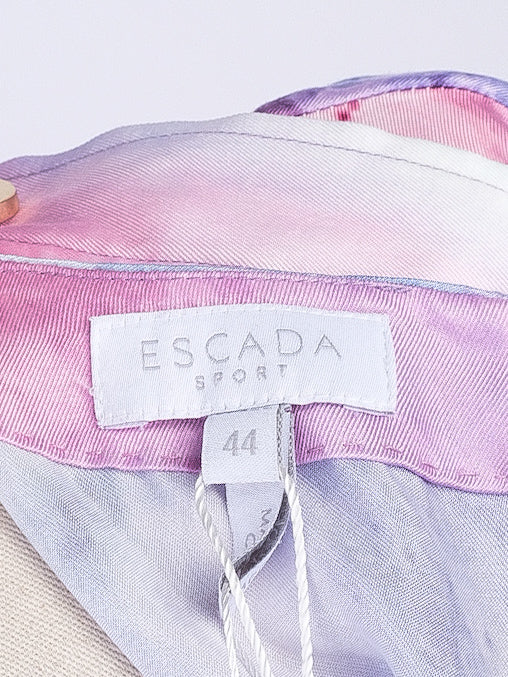 NEW Escada Black T-Shirt XL Colorful Floral Design Cotton