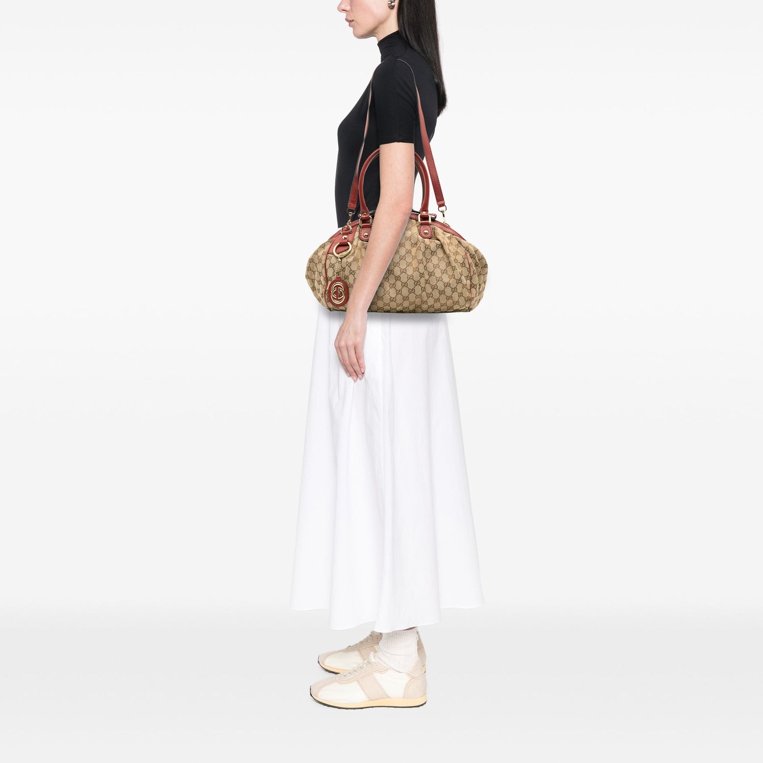 Gucci GG Canvas Sukey Satchel Brown