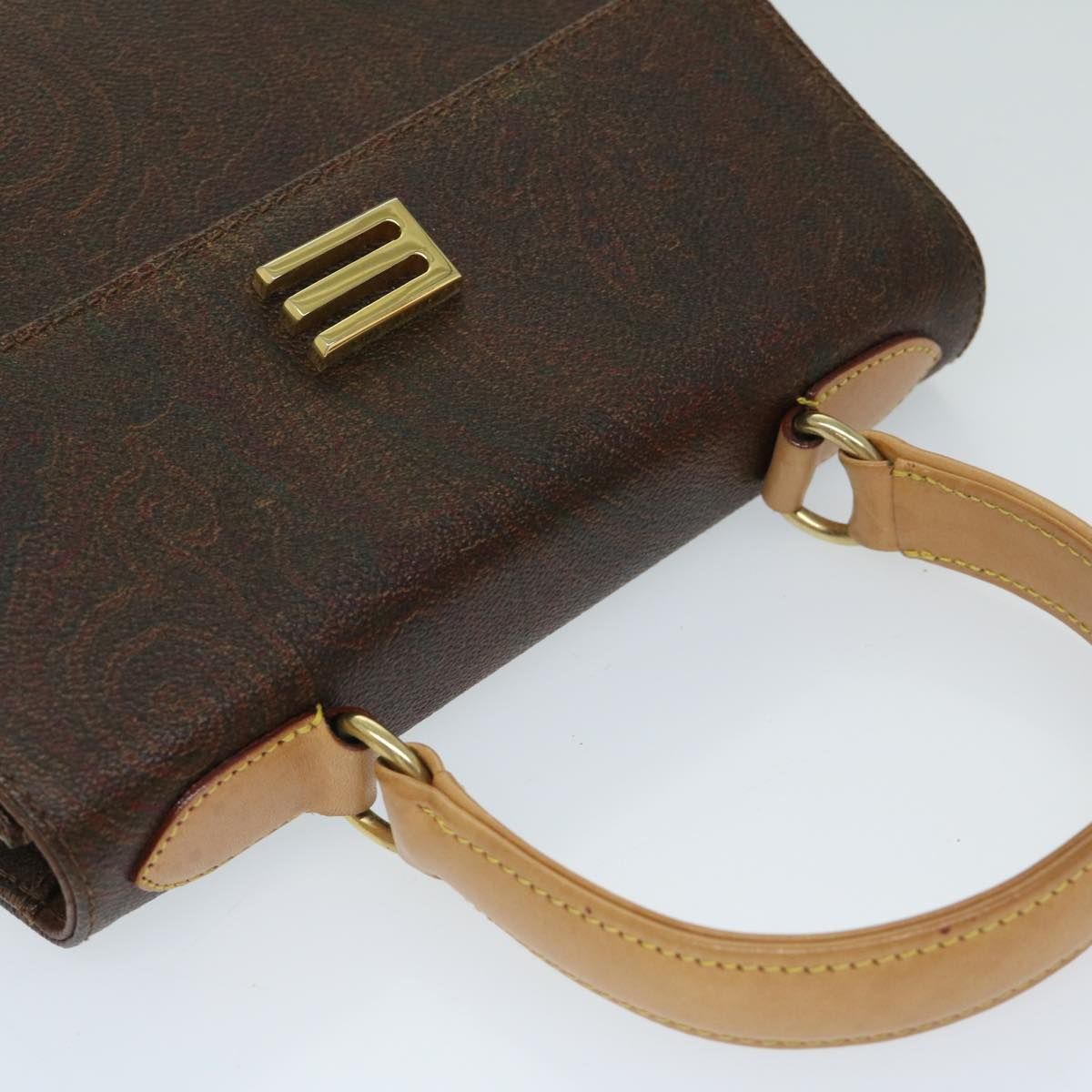 Etro Hand Bag Pvc Leather 2way Brown Auth