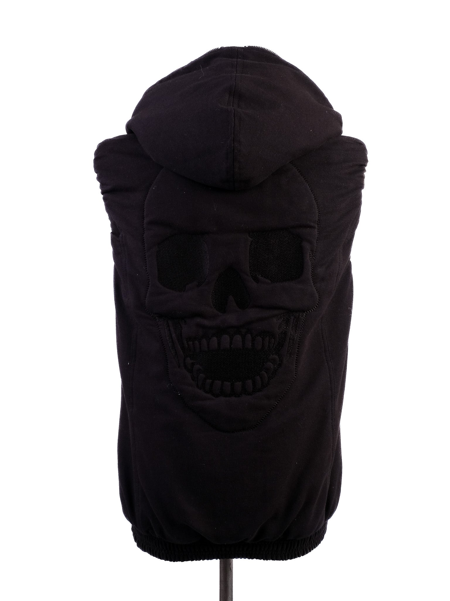 Excellent Phillipp Plein Black Sleeveless Hoodie with Embellished Crest