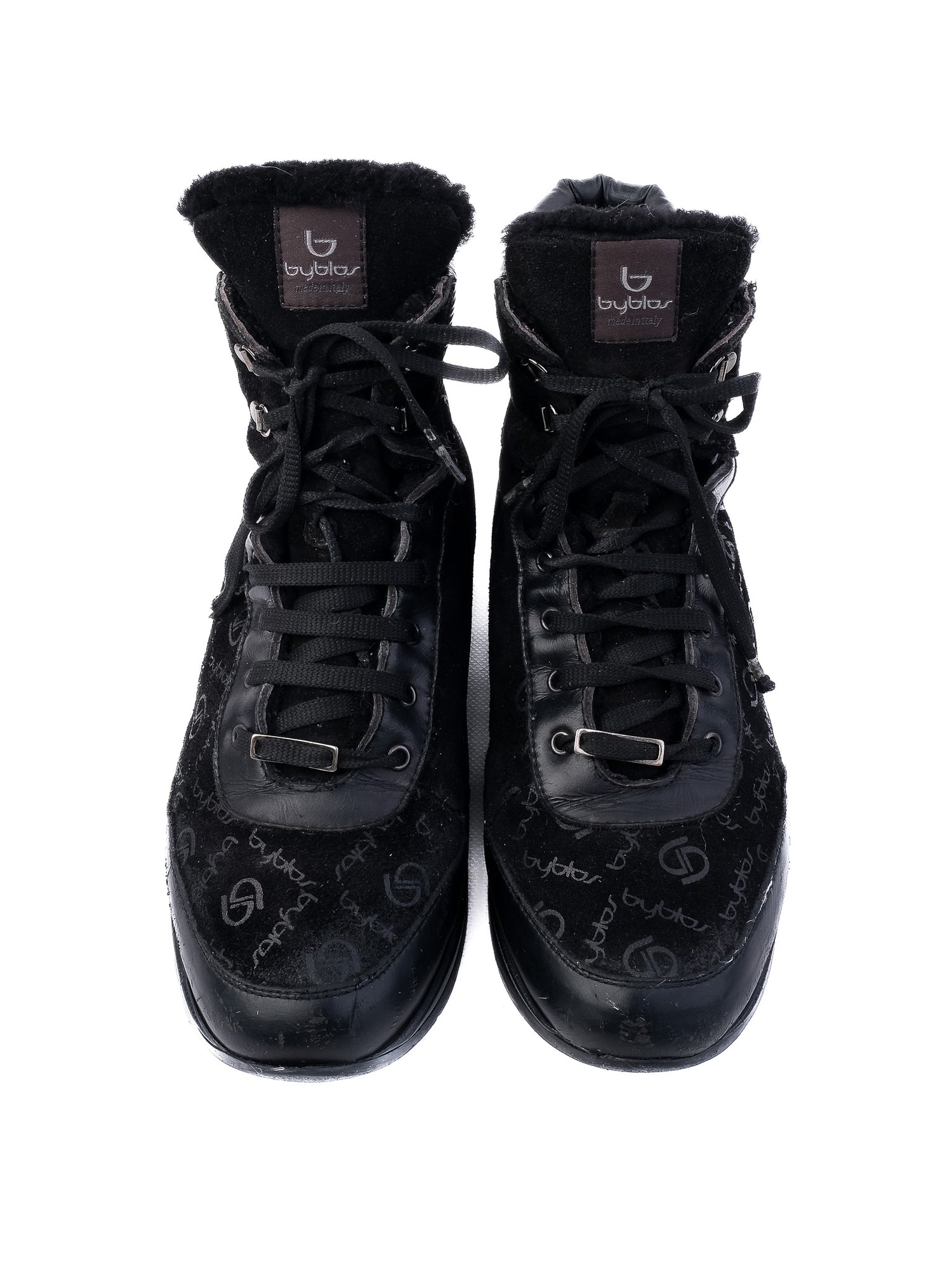 Excellent Byblos Black Leather High-Top Sneakers Size 38