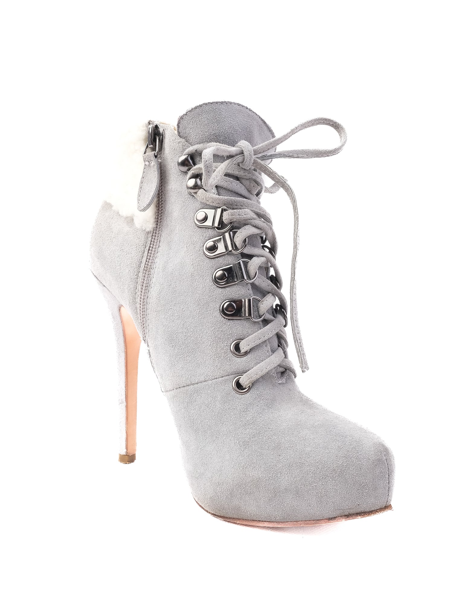 Excellent Lesilla High-Heeled Leather Ankle Boots Blue Size 39