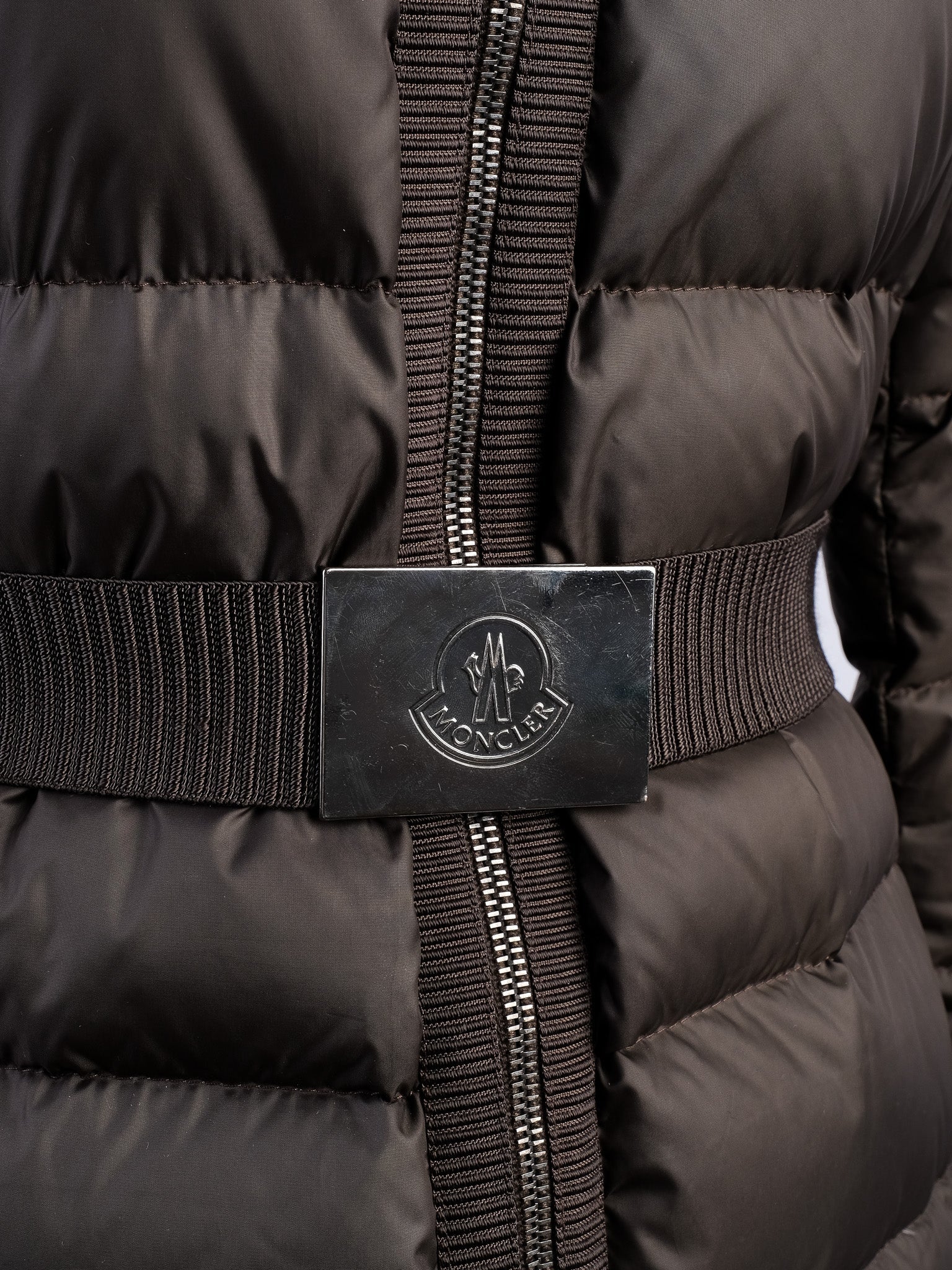 Excellent Moncler Green Long Puffer Jacket Size XS with Fur Hood