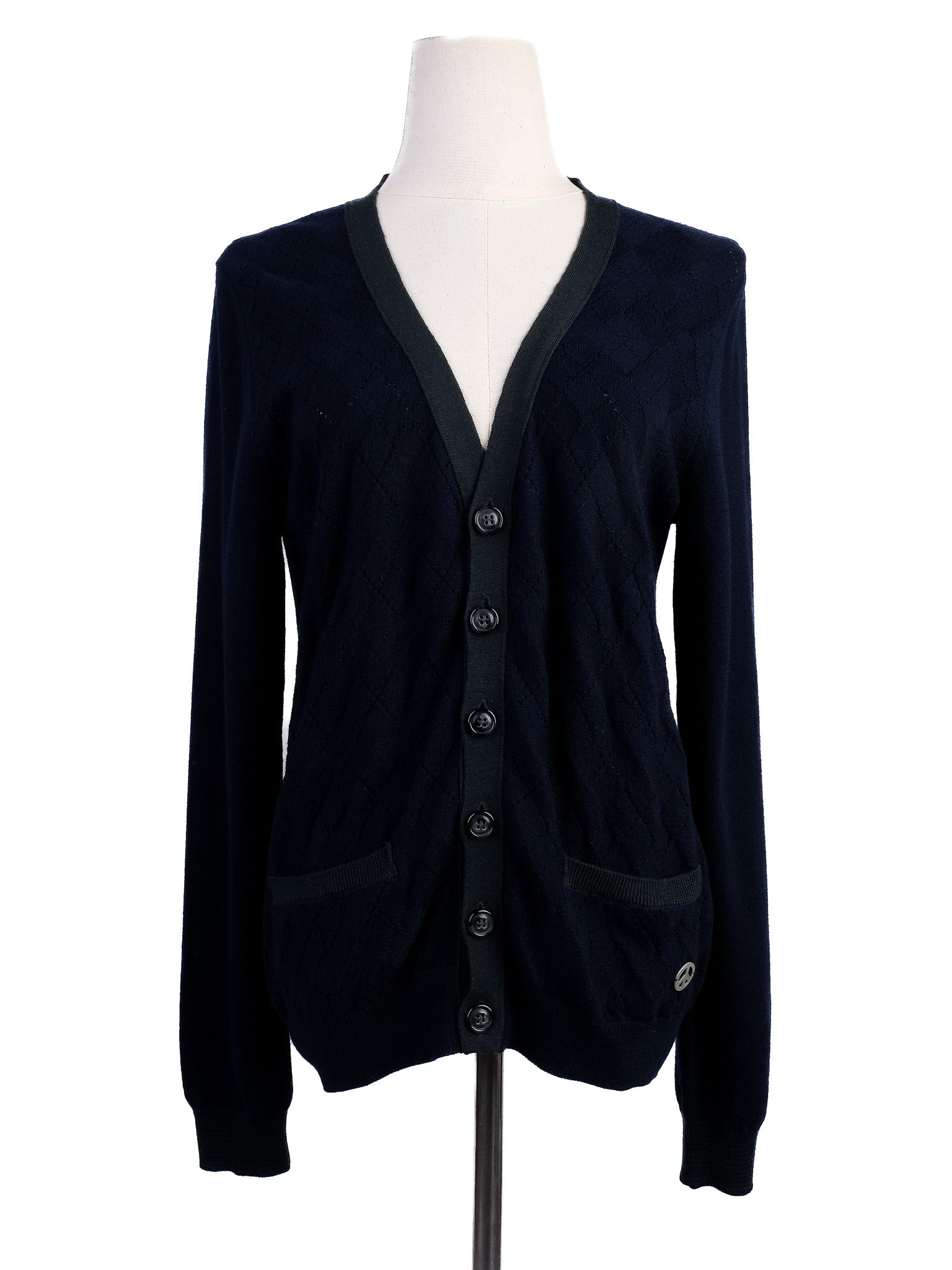 Excellent Love Moschino Navy Blue Wool Cardigan Size S