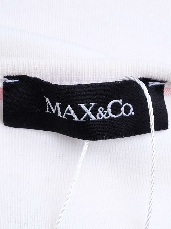 EXCELLENT MaxCo White Cotton T-Shirt Size XS with Decorative Print