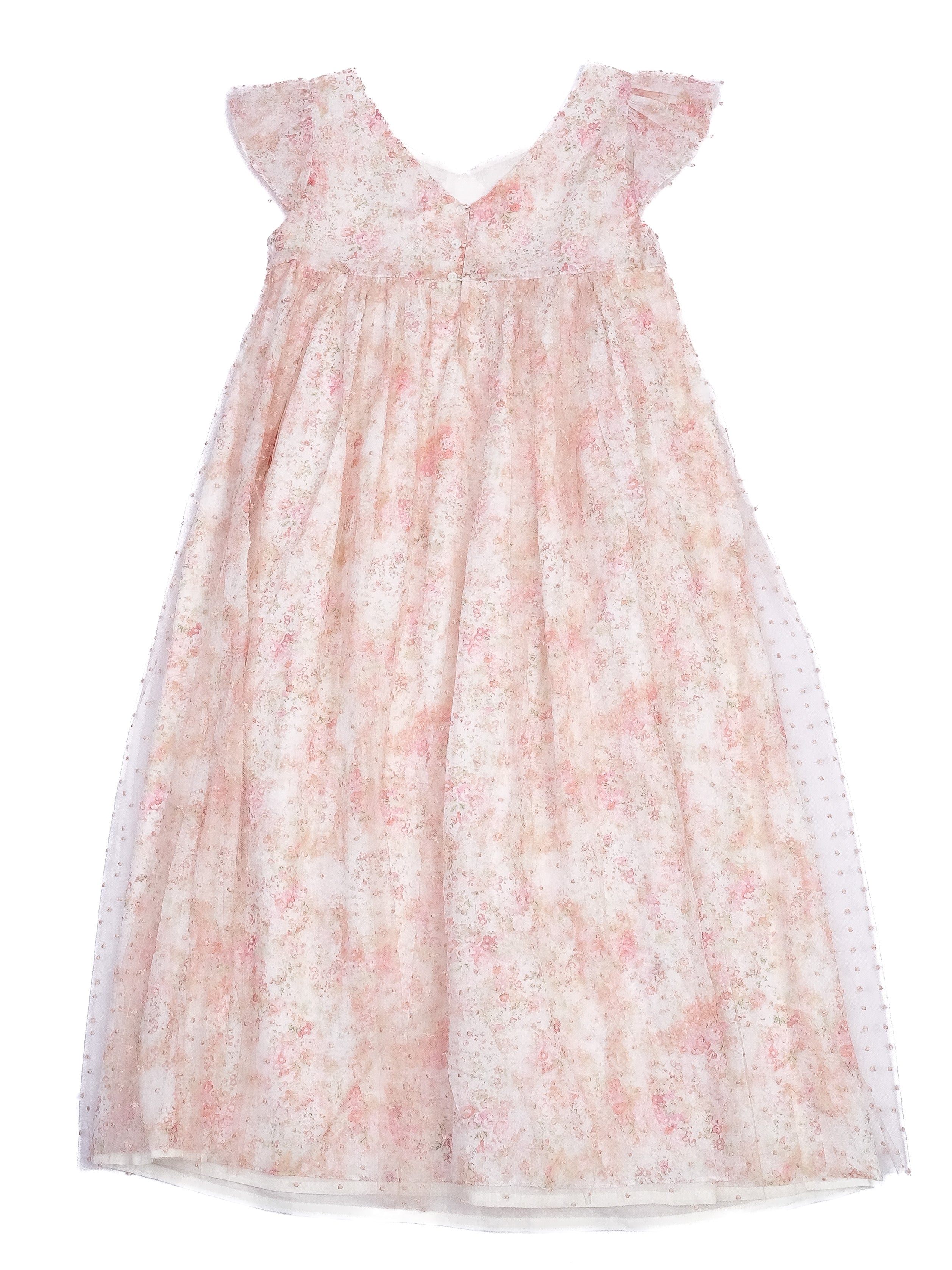 Excellent Bonpoint Floral Dress Size 12 for Kids - Pink & White