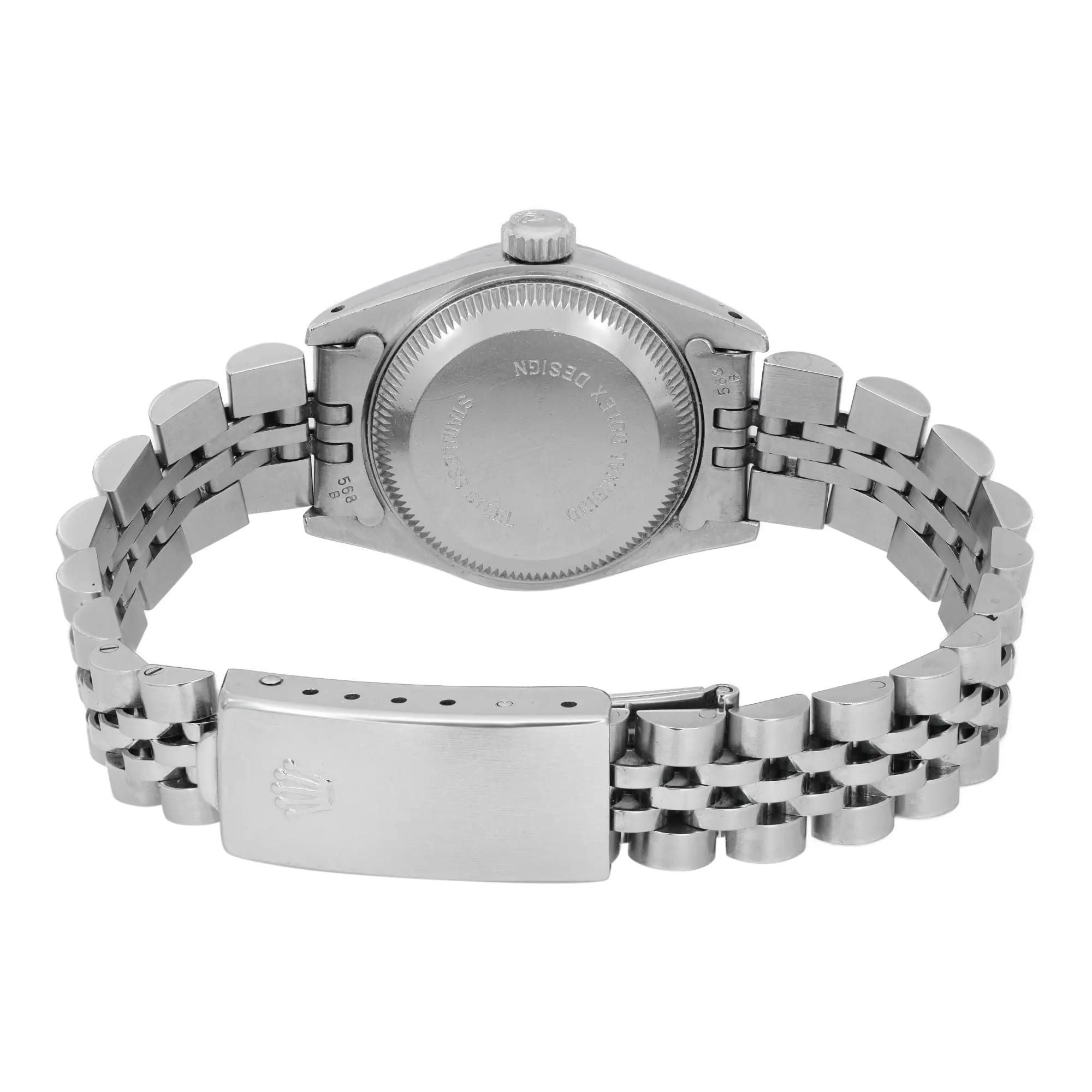 Rolex Lady Datejust 26mm 18K White Gold Steel Silver Stick Dial Watch 69174