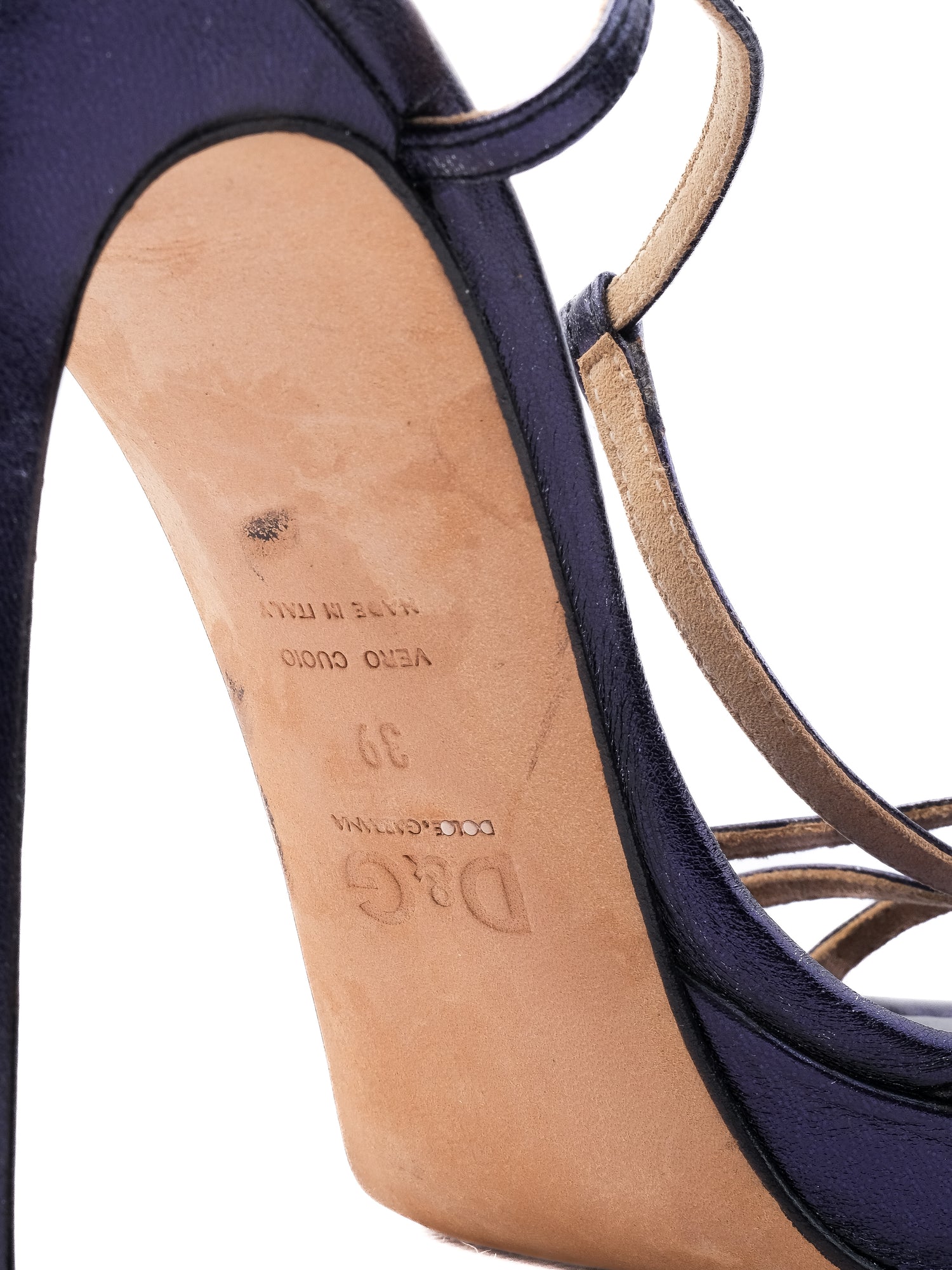 Excellent Dolce Gabbana Blue Leather High-Heeled Sandals Size N/A