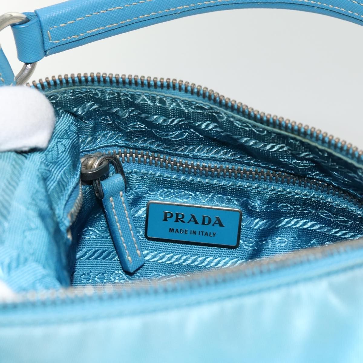 Prada Accessory Pouch Nylon Light Blue Auth