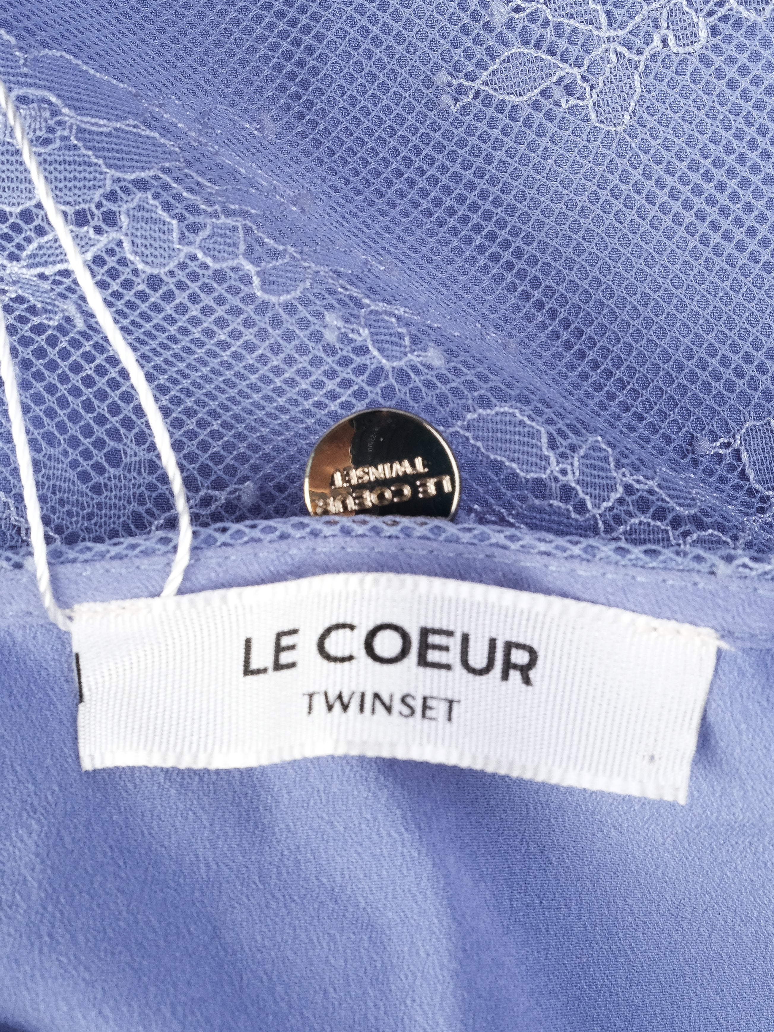 Excellent TWINSET Sleeveless Blue Lace Top Size S Floral V-Neck