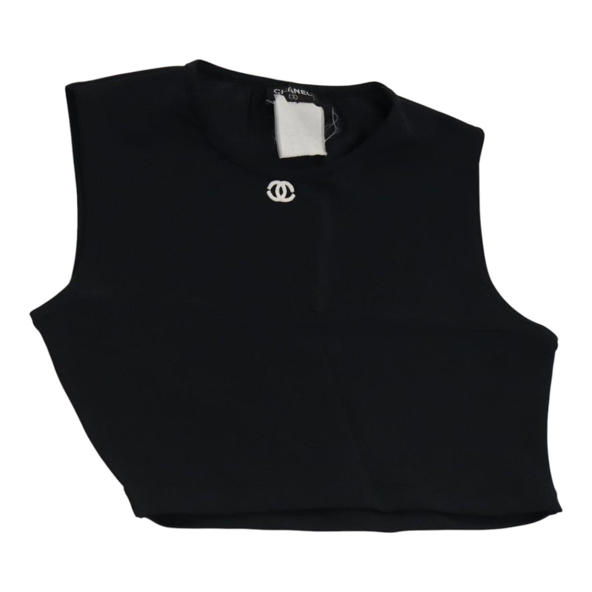 Chanel Tank Top Silk Black Cc Auth