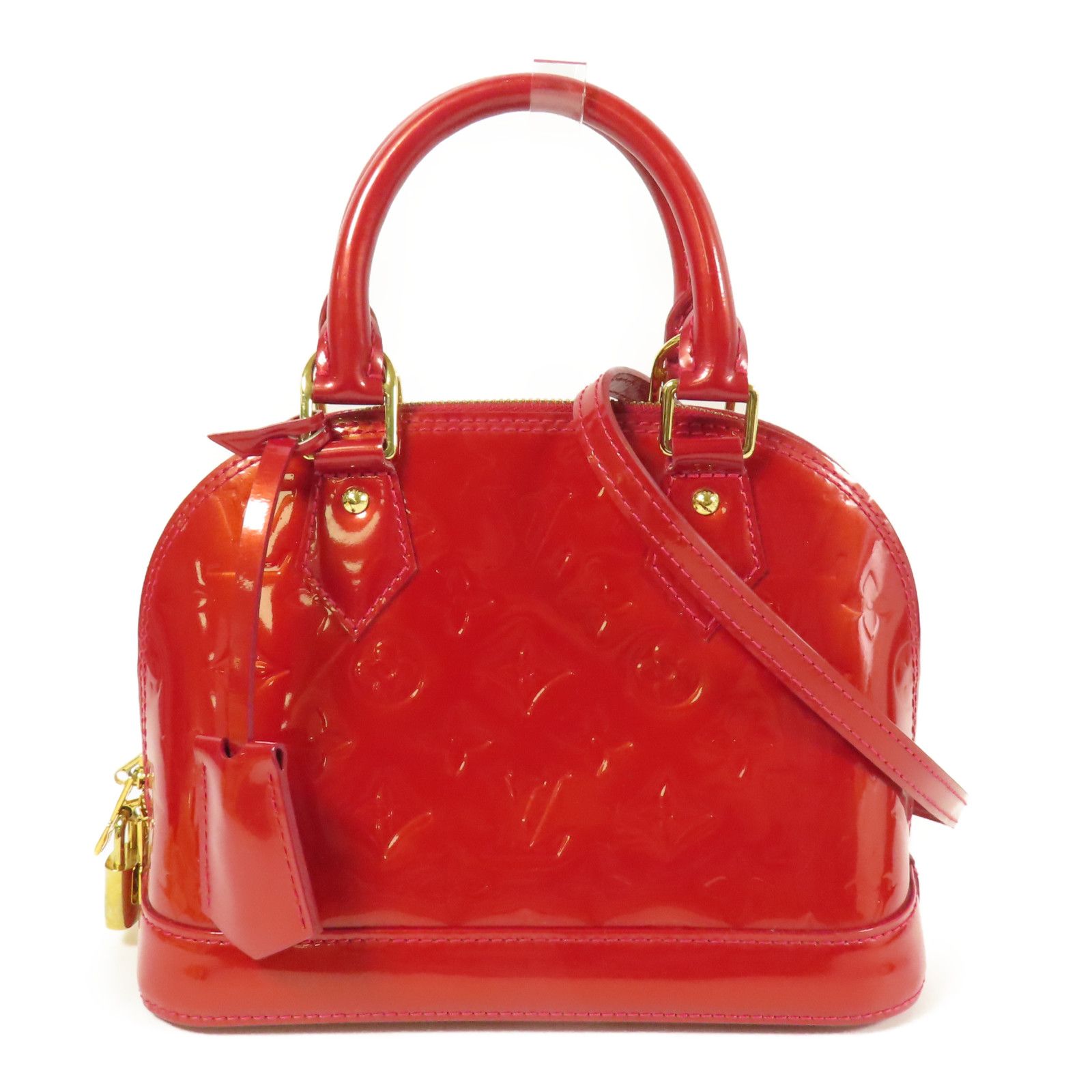 Louis Vuitton Vernis Alma Bb Gold Hand-rolled Shoulder Bag Red Red 2way Shoulder Bag M 91606