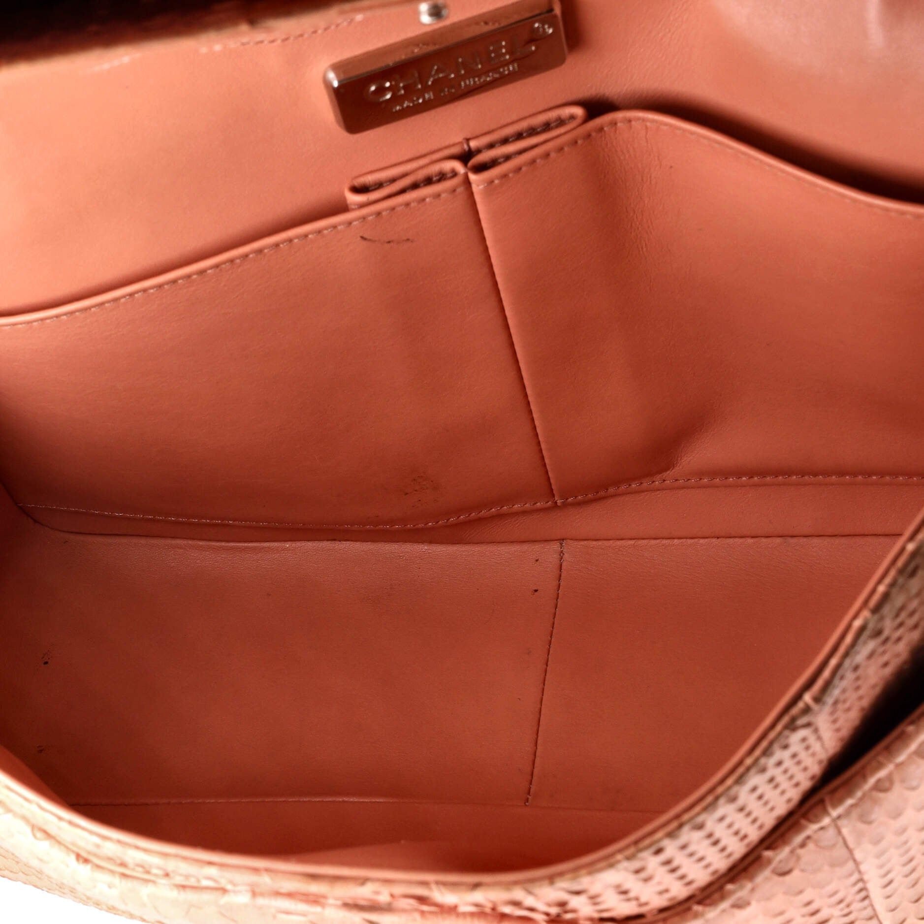 Chanel Classic Double Flap Bag Matte Python Jumbo