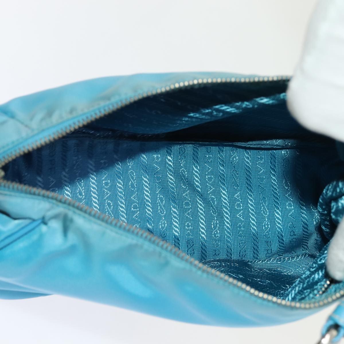 Prada Accessory Pouch Nylon Light Blue Auth
