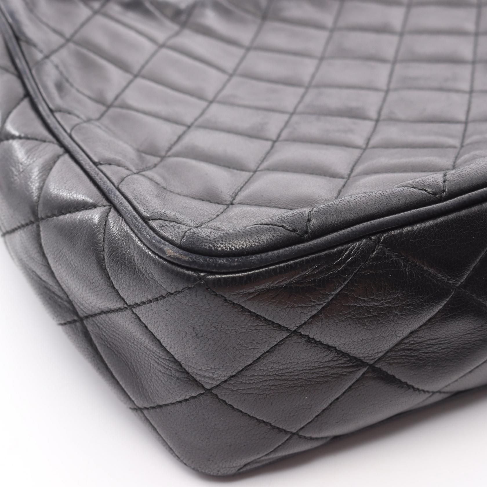 Chanel Black Matelasse Shoulder Bag Lambskin (sheep Leather)