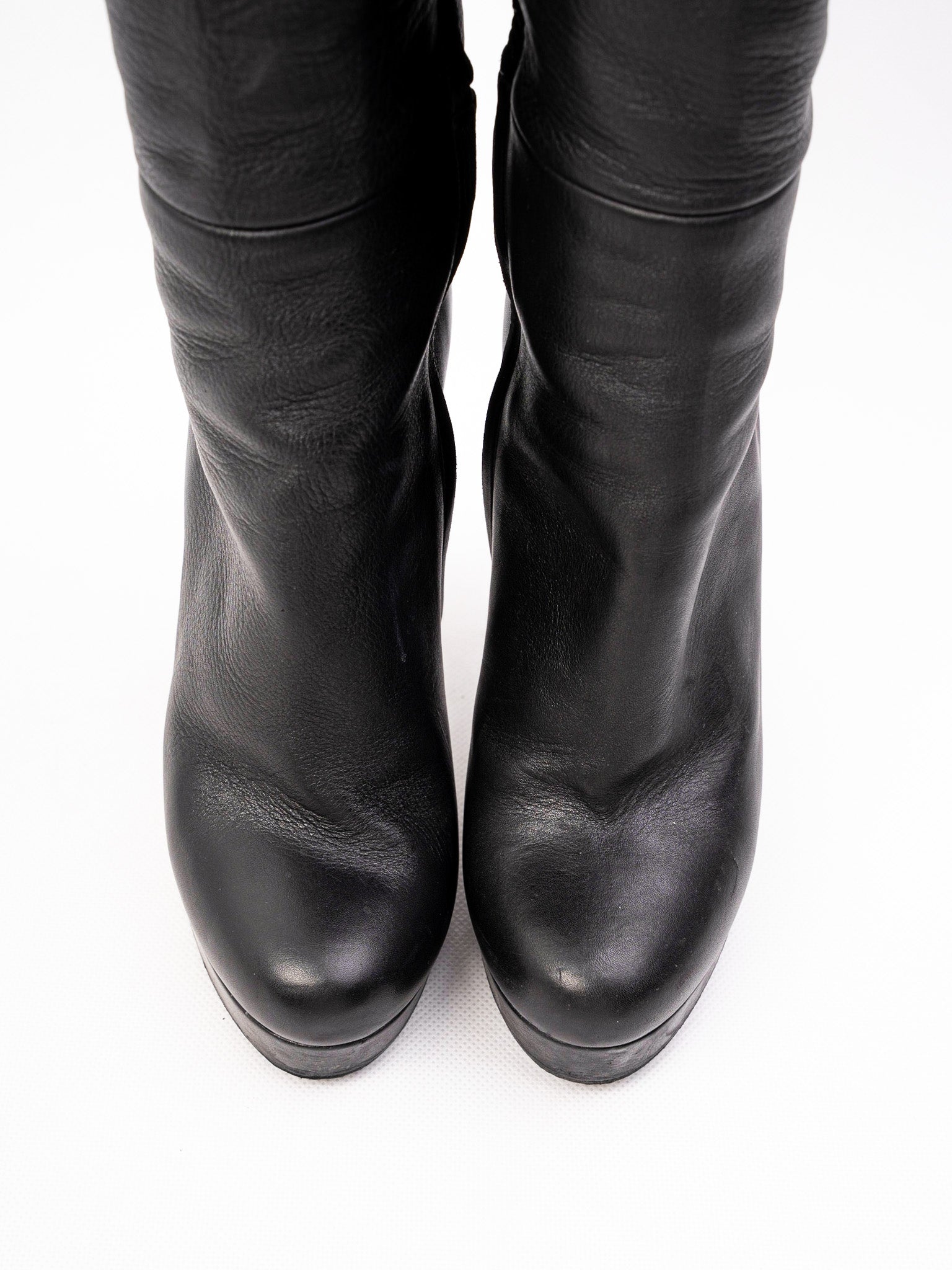 Excellent Gianmarco Lorenzi Black Leather Over-the-Knee Boots Size 36