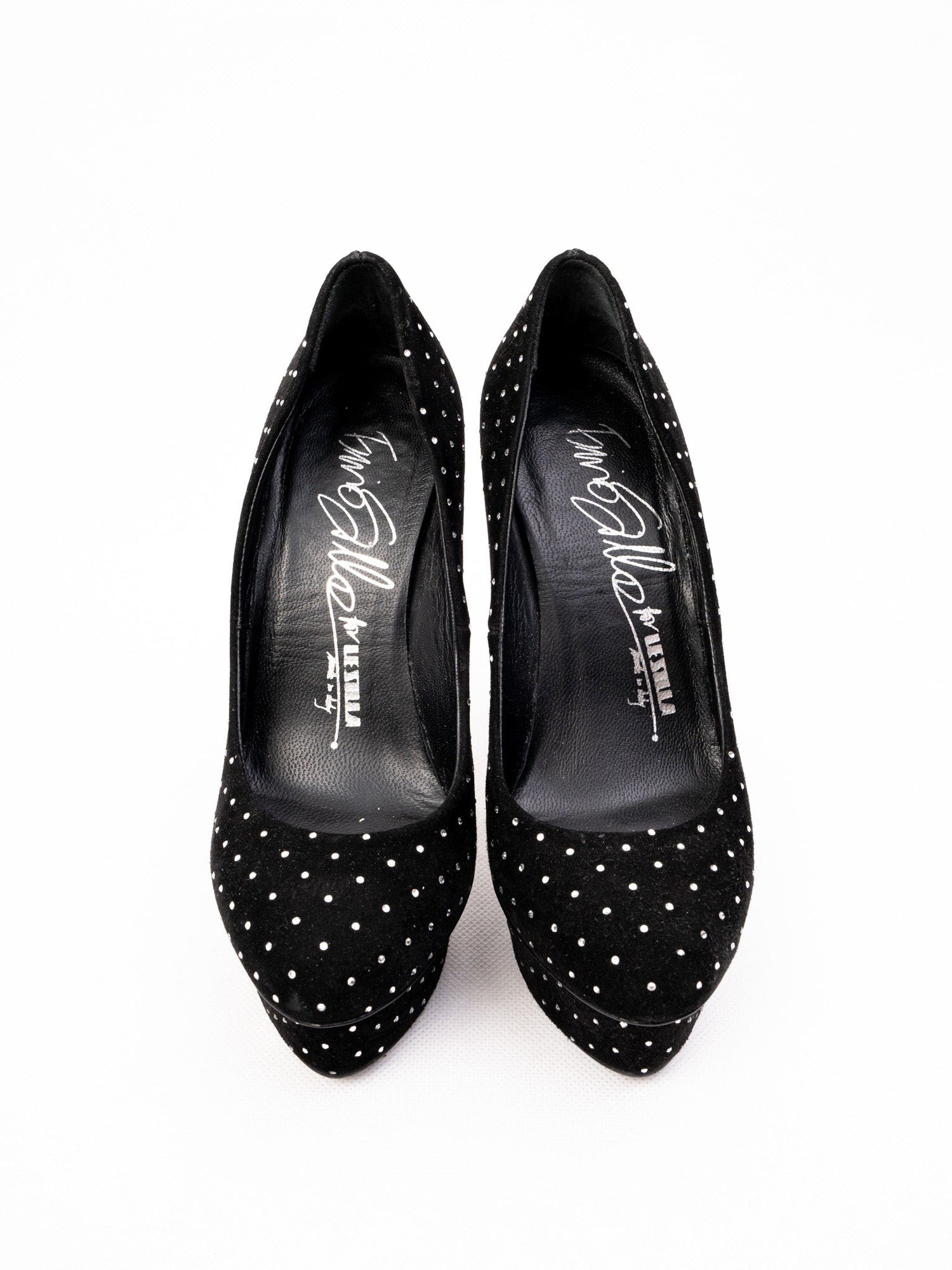 Perfect Lesilla Black Polka Dot High-Heeled Platform Shoes Size 36