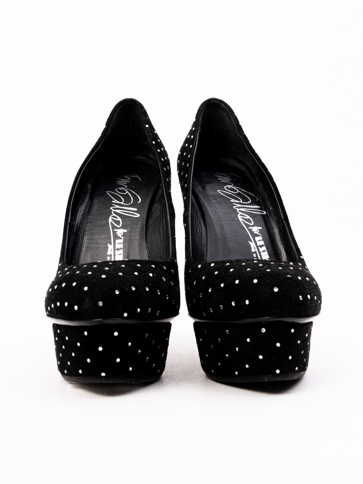 Perfect Lesilla Black Polka Dot High-Heeled Platform Shoes Size 36