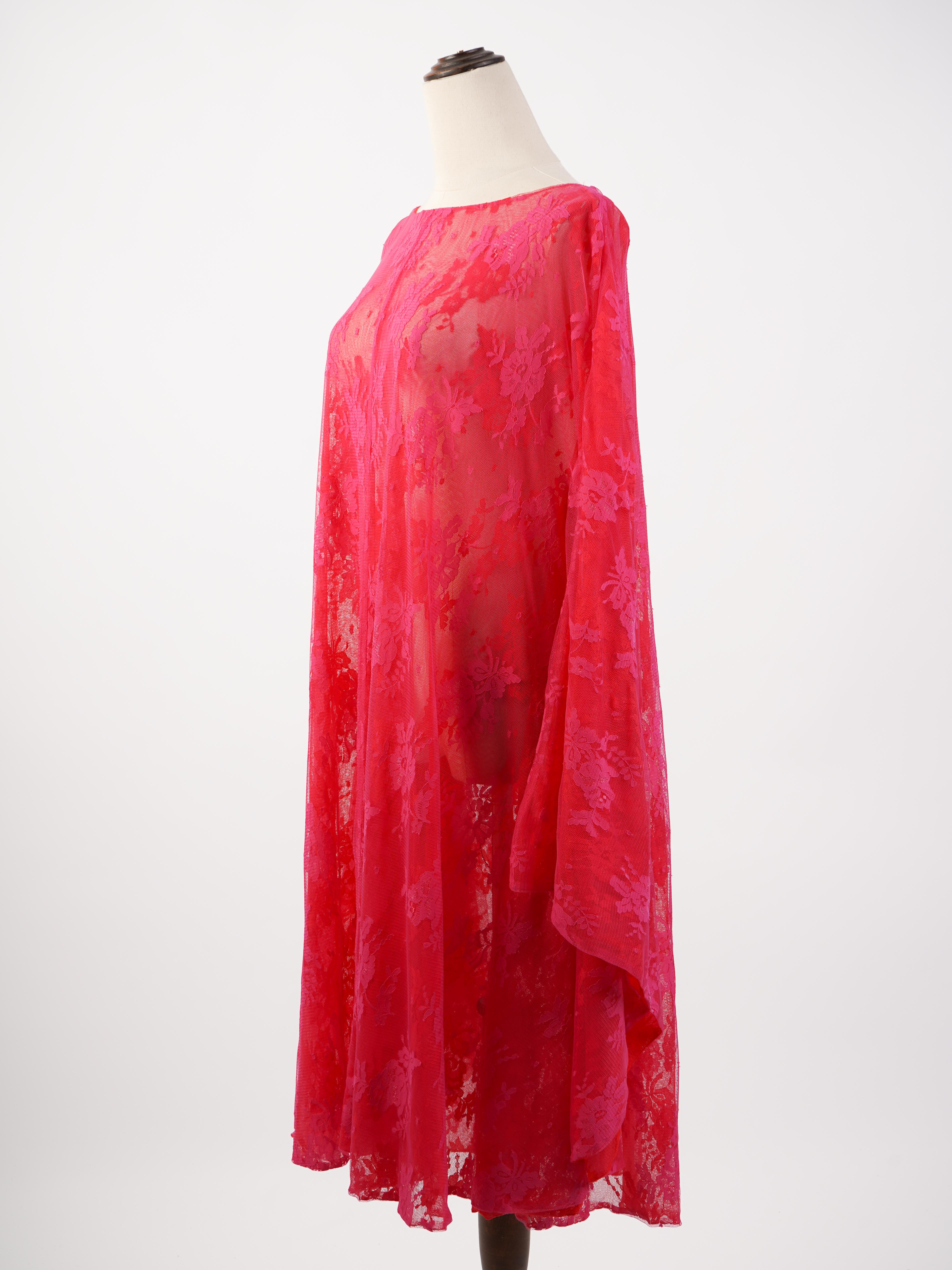 NEW Gianluca Capannolo Pink Silk Dress Size XL Floral Lace Design