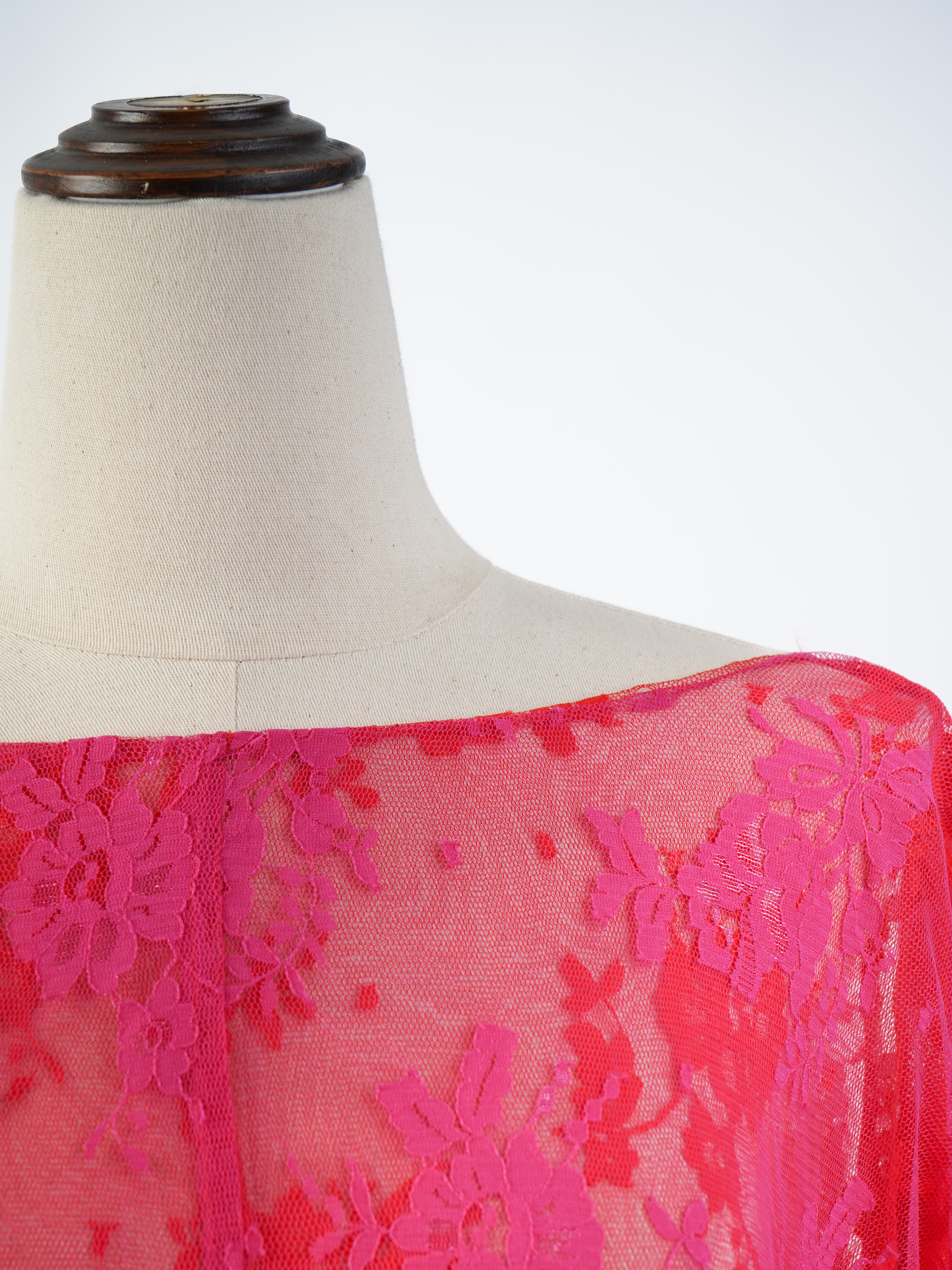 NEW Gianluca Capannolo Pink Silk Dress Size XL Floral Lace Design