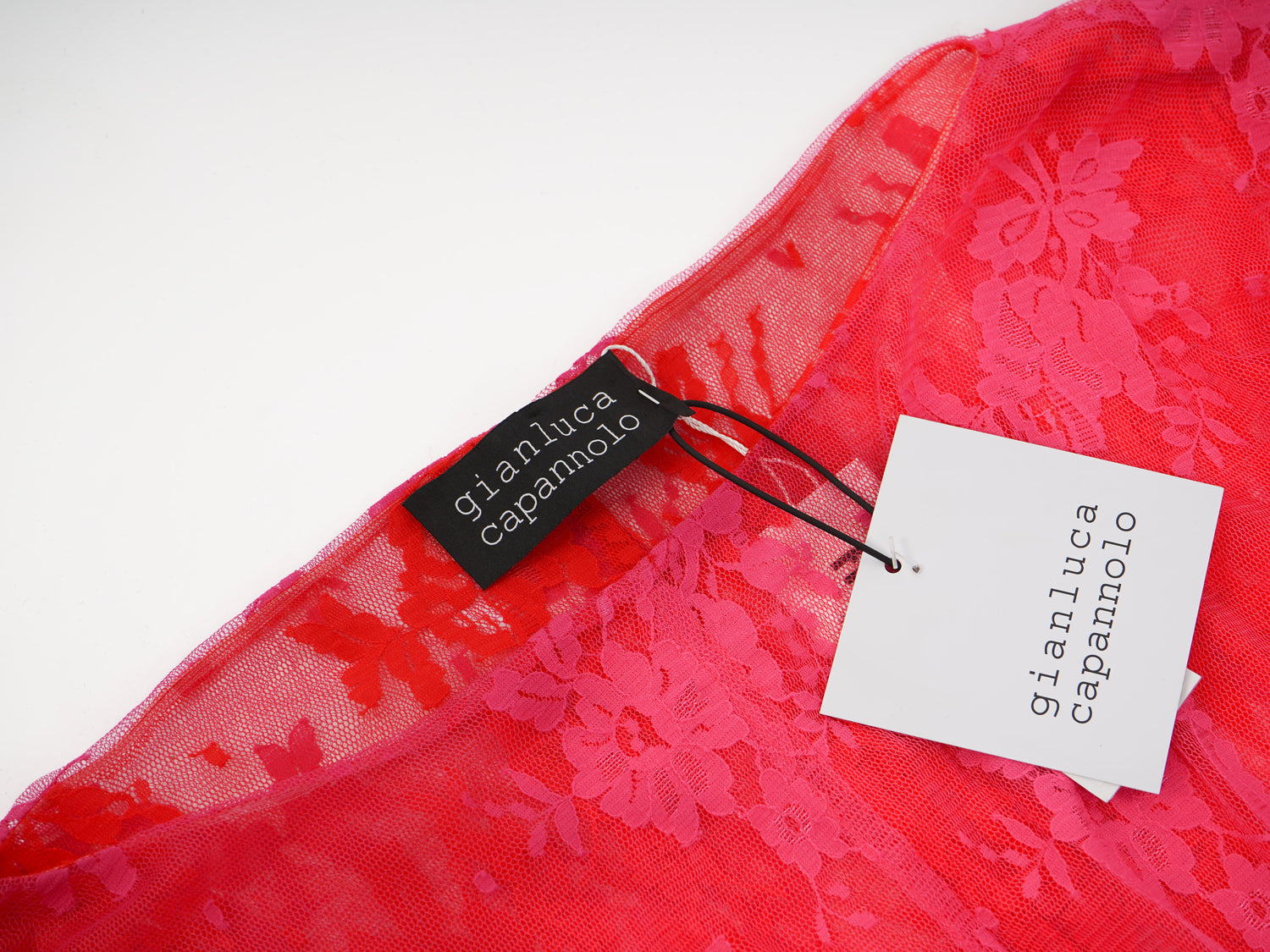 NEW Gianluca Capannolo Pink Silk Dress Size XL Floral Lace Design