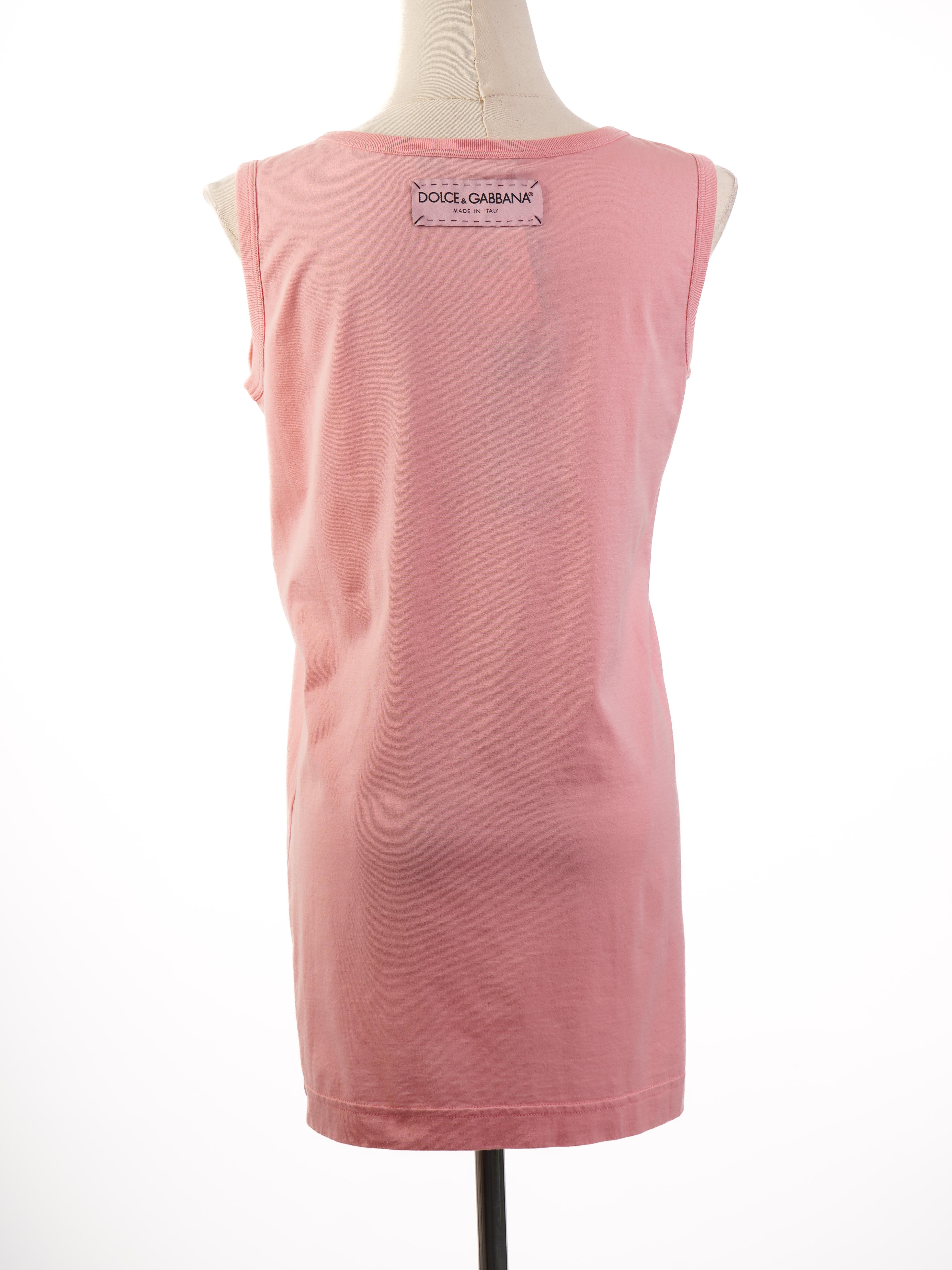 NEW Dolce Gabbana Pink Cotton Top XXS &