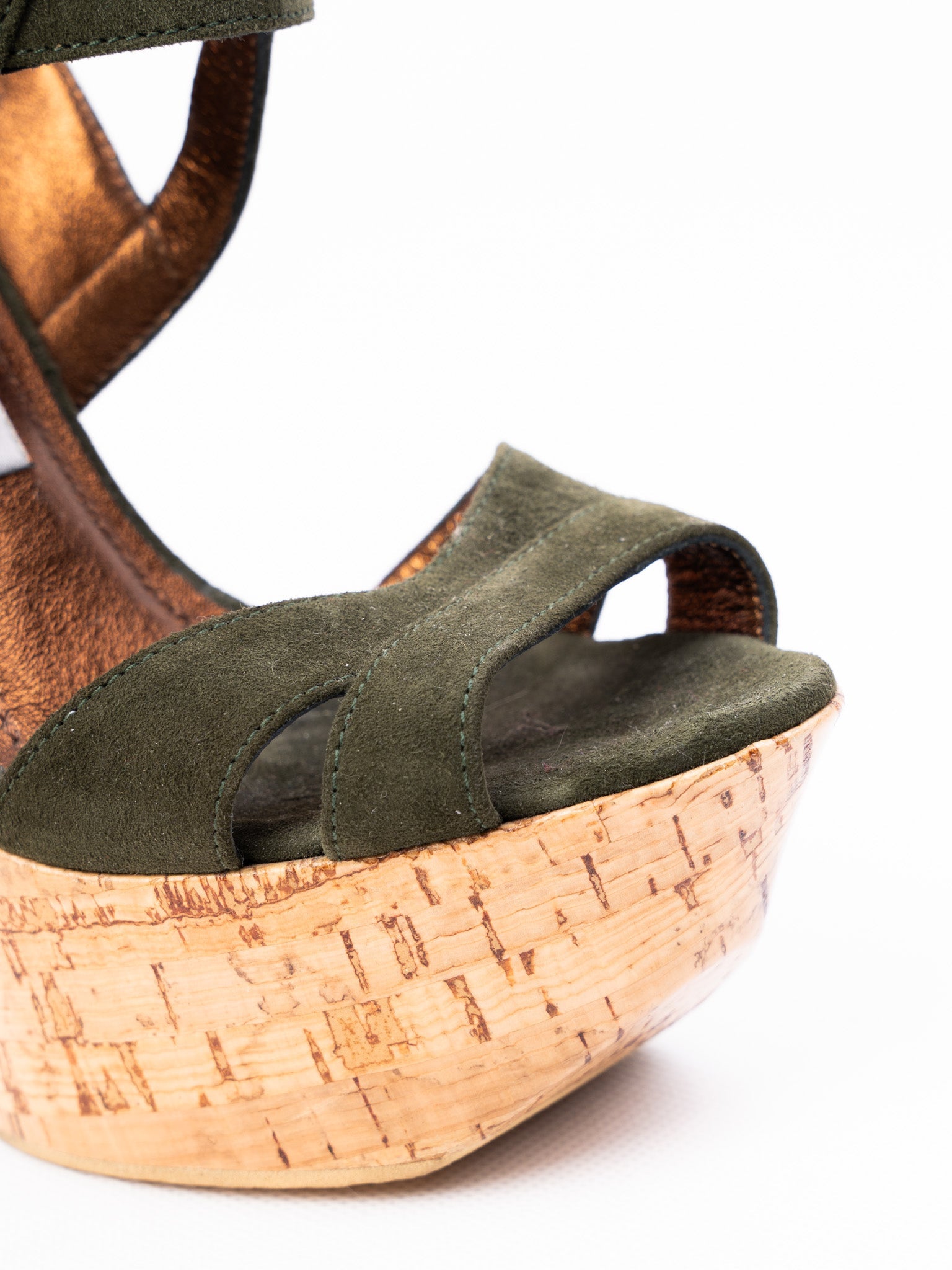 Perfect Gianmarco Lorenzi Green Genuine Suede High-Heeled Sandals Size 36.5