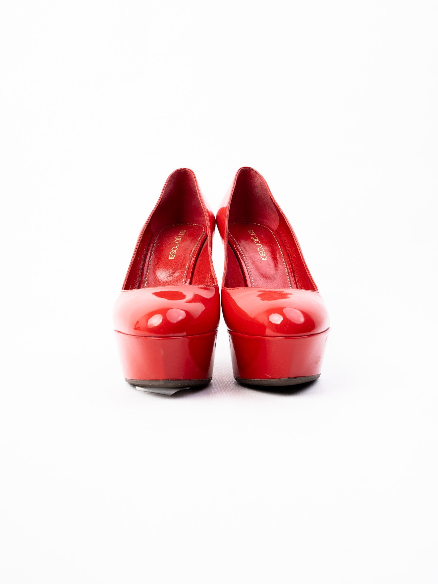 Average Condition Sergio Rossi Red Leather High-Heeled Shoes Size 36.5