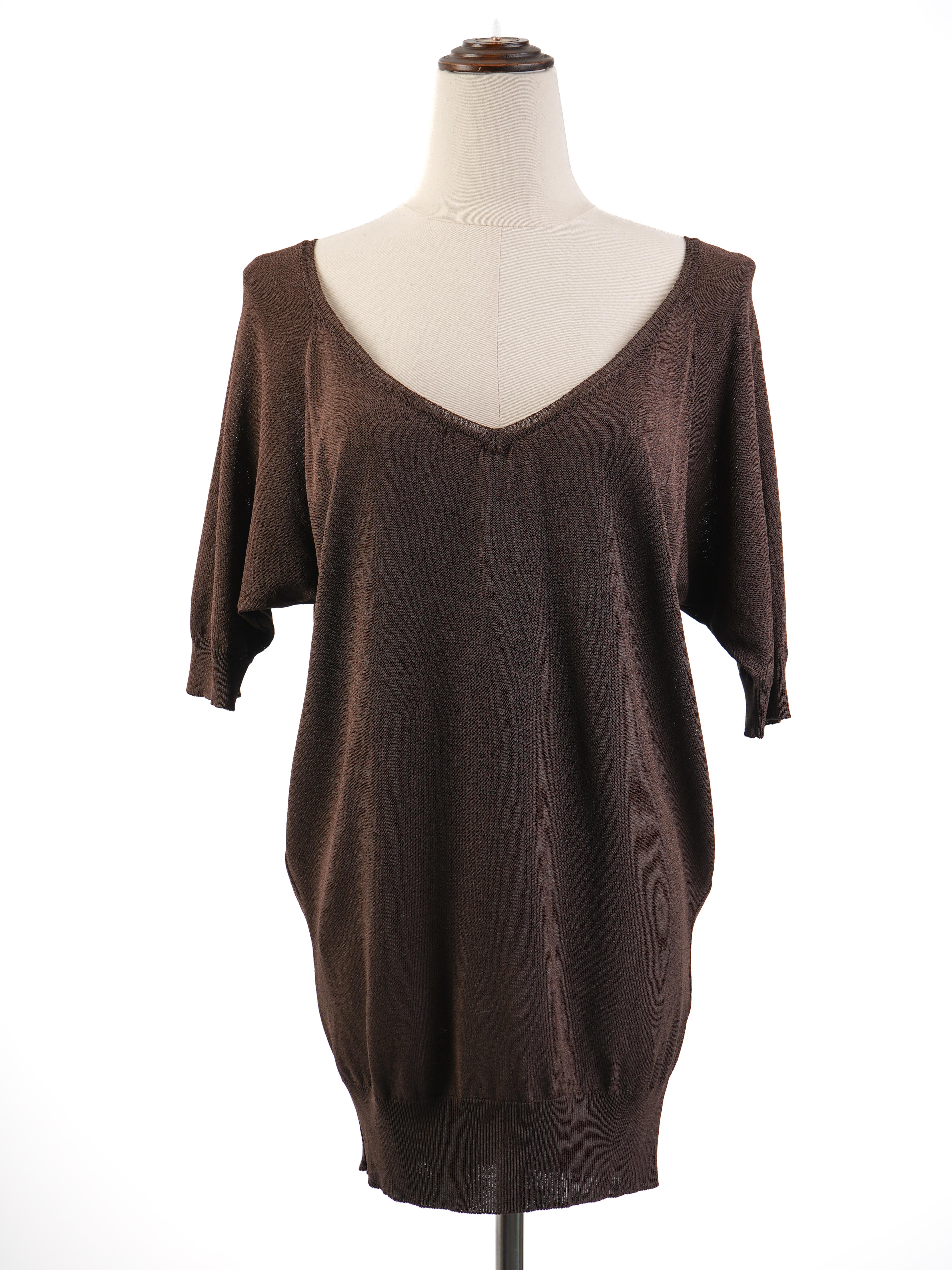 Excellent Max Mara Orange Viscose V-Neck Sweater Size S