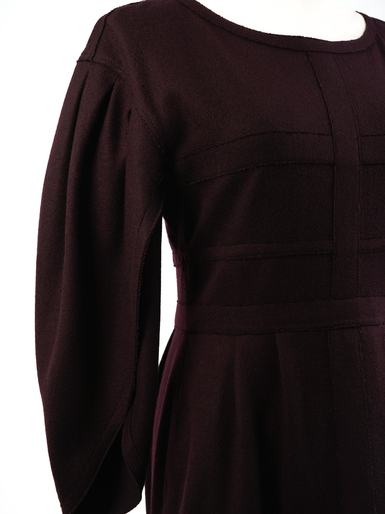Excellent Fendi Purple Wool Dress Size M with Long Sleeves