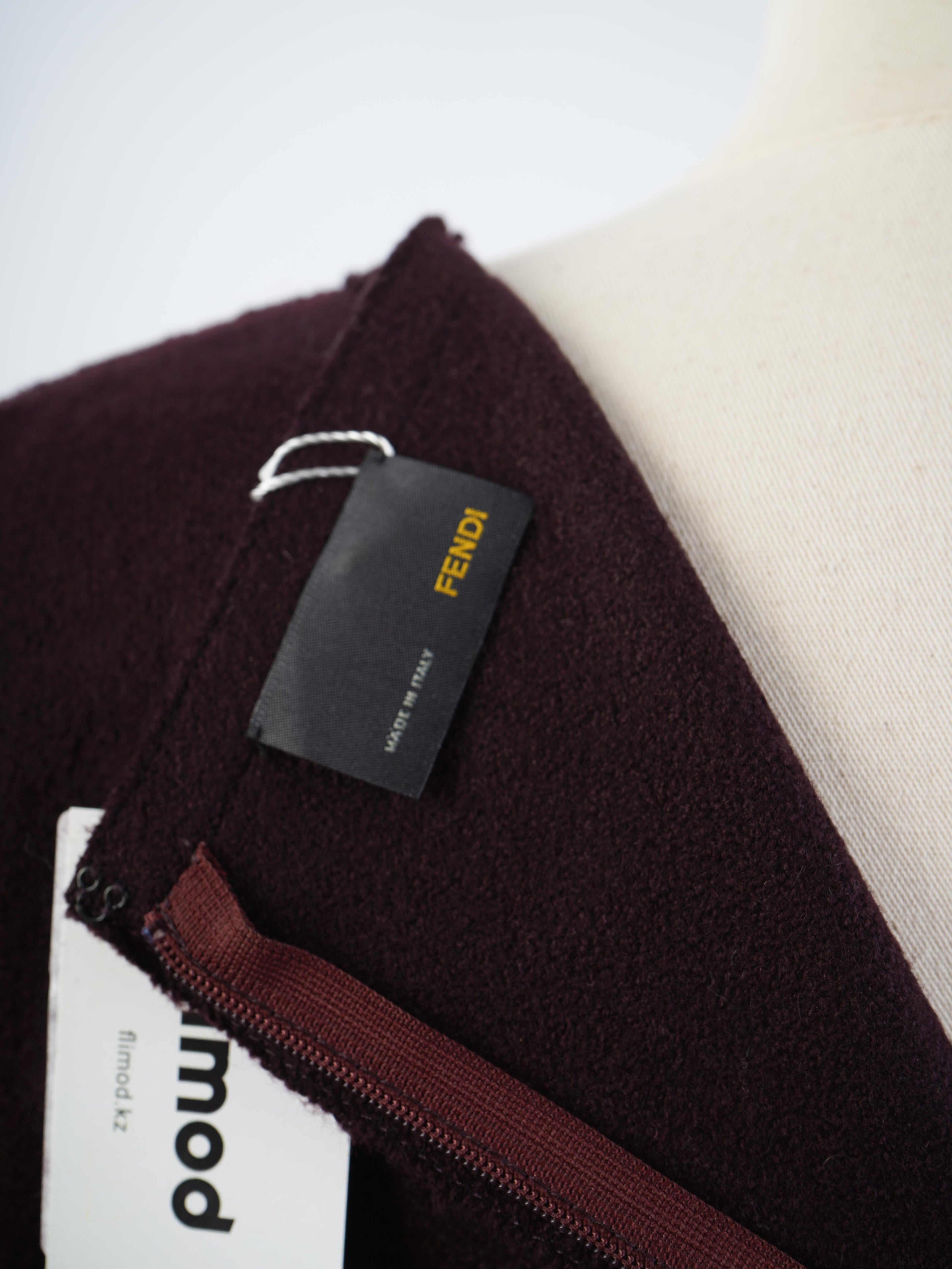 Excellent Fendi Purple Wool Dress Size M with Long Sleeves