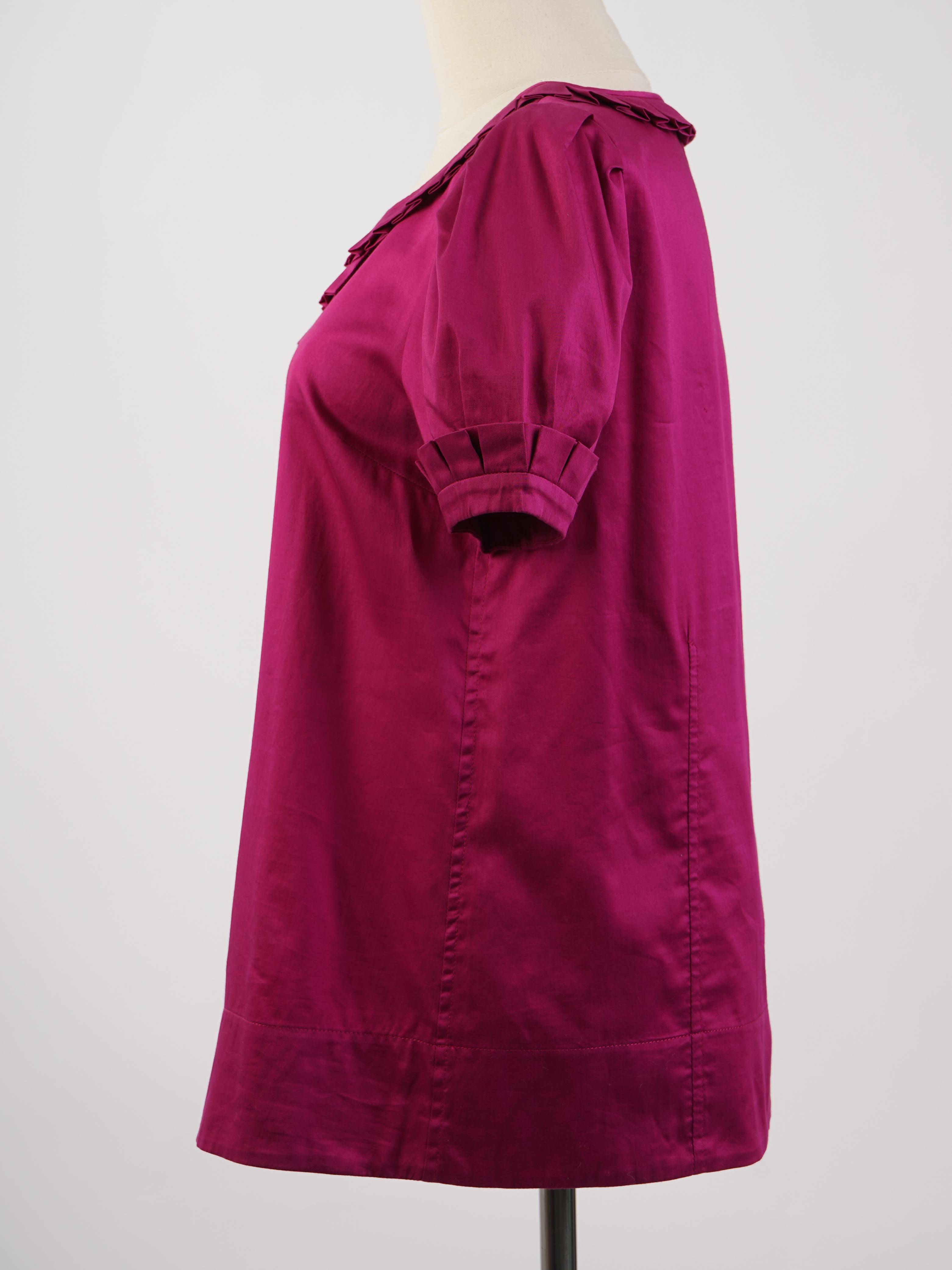 Excellent Marc Jacobs Purple Cotton Blouse Size S with Pleats