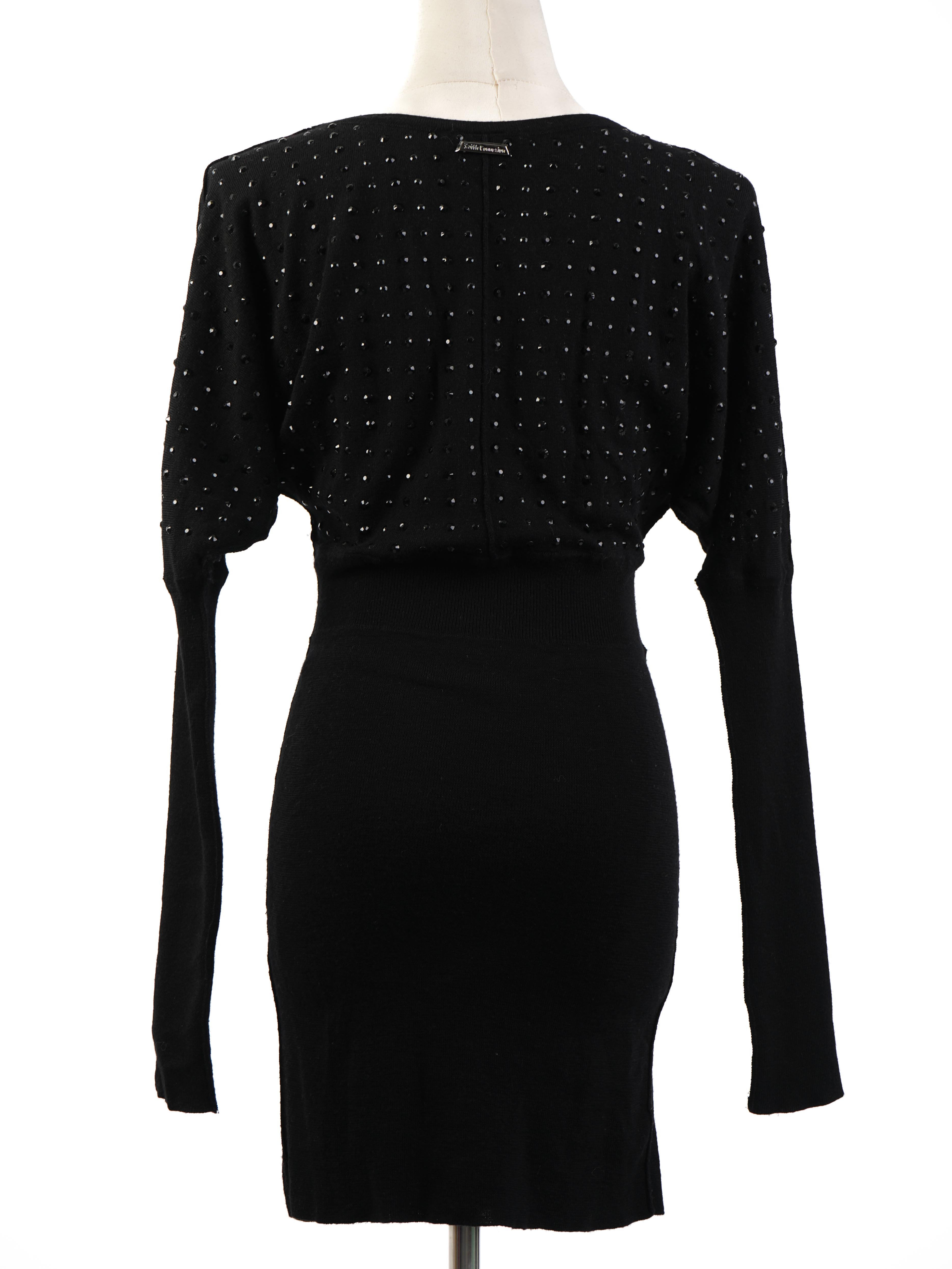 Excellent Faith Black Wool Dress with Decorative Elements Size S