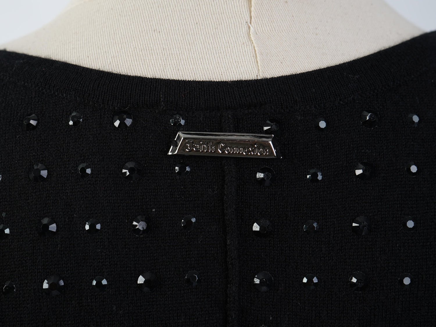 Excellent Faith Black Wool Dress with Decorative Elements Size S