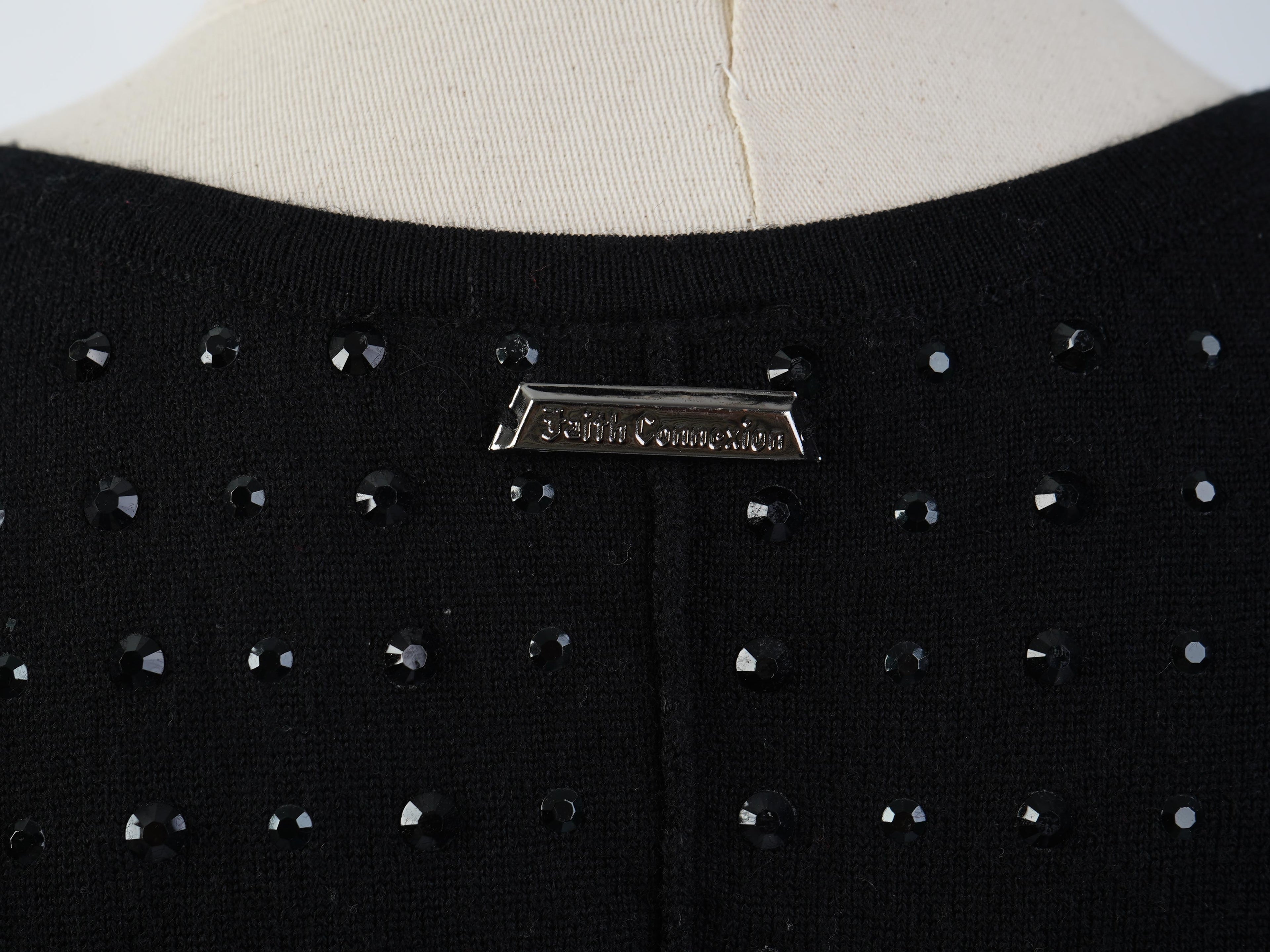 Excellent Faith Black Wool Dress with Decorative Elements Size S